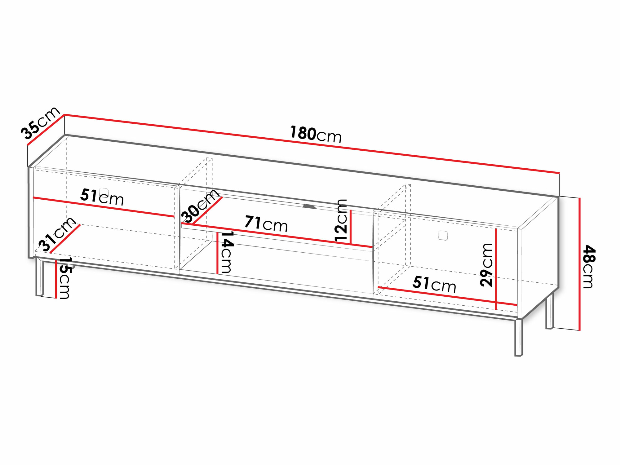 TV staliukas Comfivo Nunove (Balta)