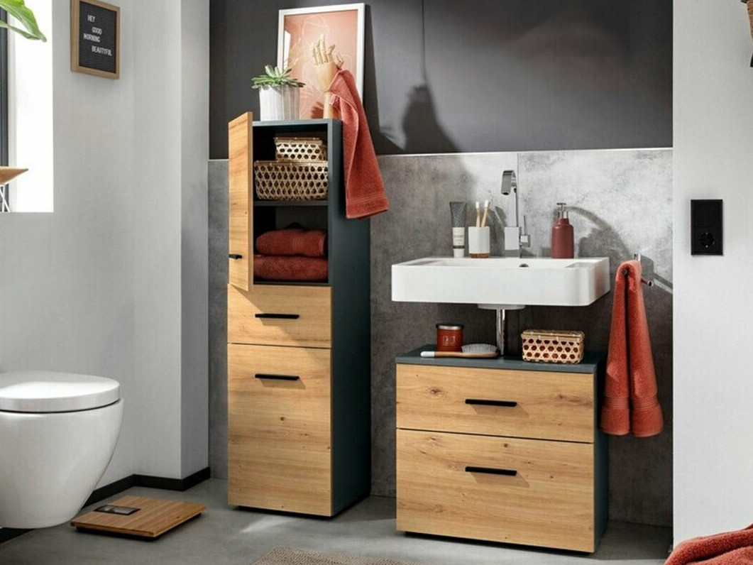 Vonios komplektas Larlori 104 (Antracitas + Ąžuolas)