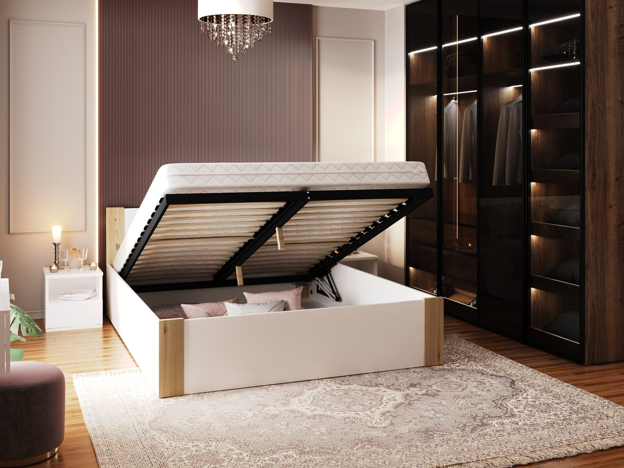 Lova Aurora 155 (Balta + Pušis)