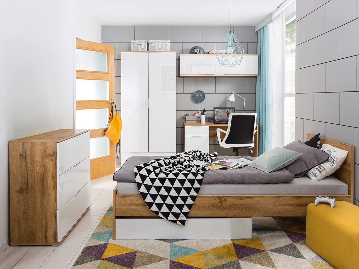 Miegamojo komplektai pritaikyti 90 x 200 čiužiniui