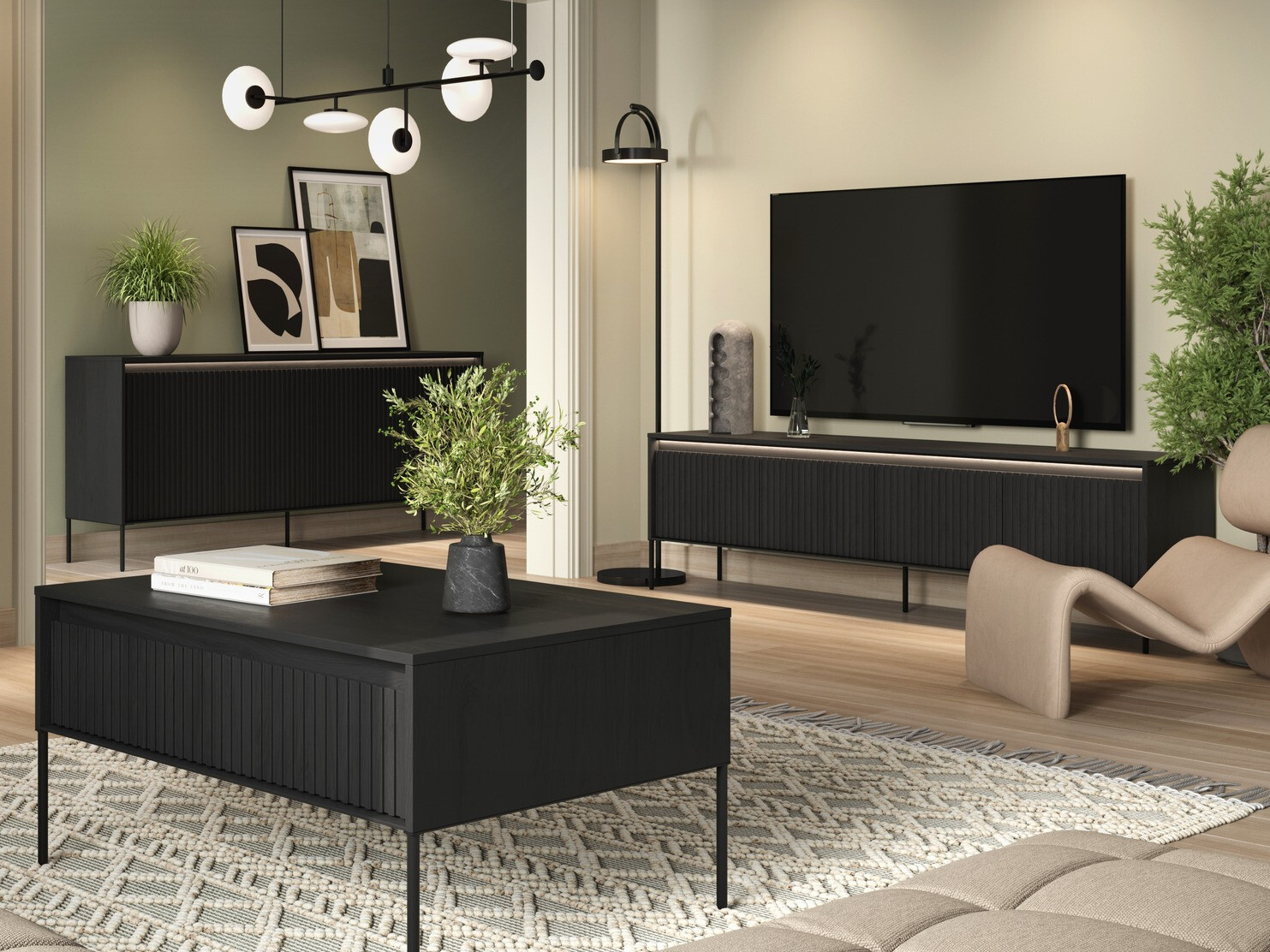 Svetainės komplektas Fernolu 112 (Juoda)