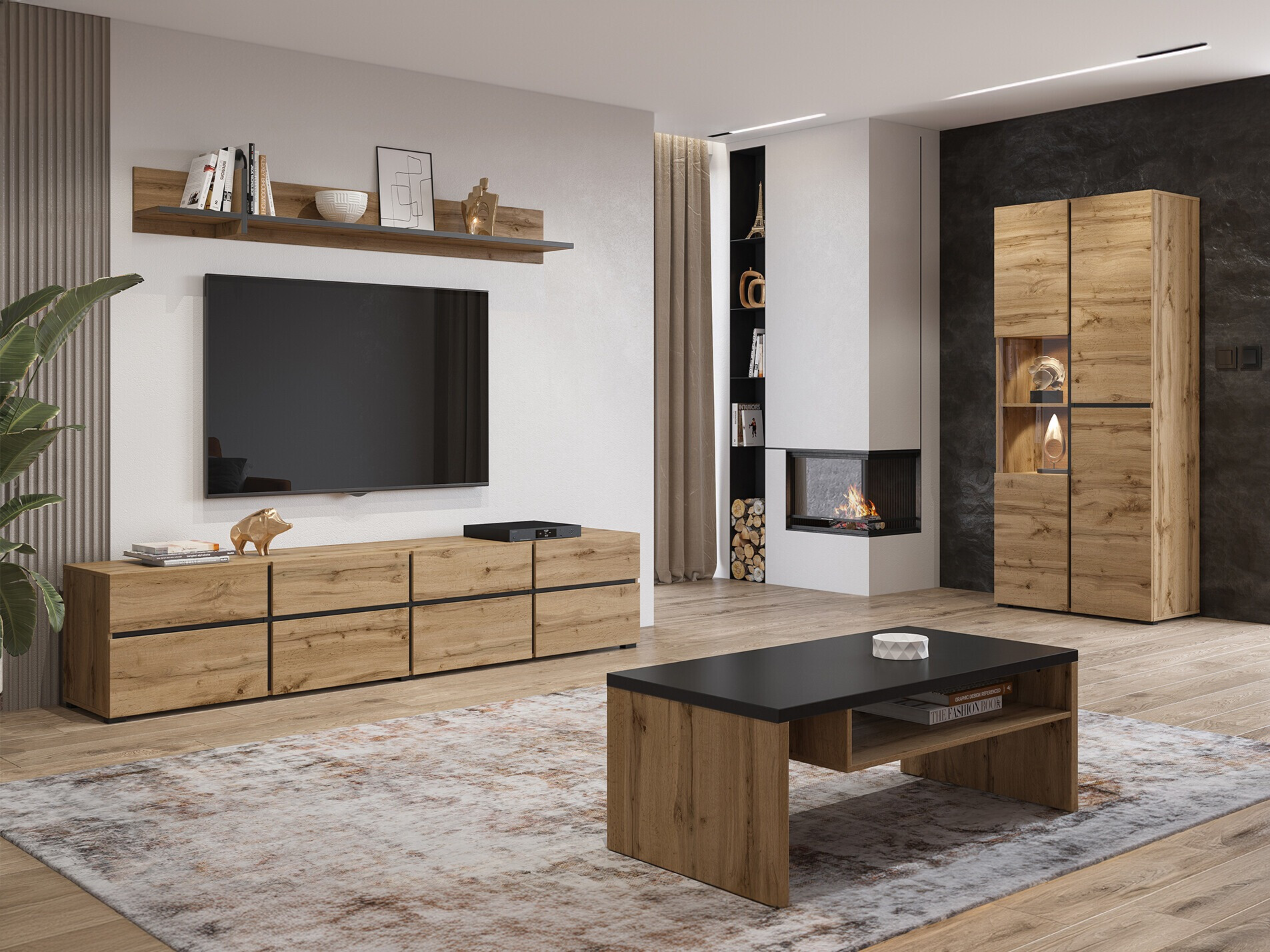 Svetainės komplektas Alfere 117 (Votan ąžuolas)