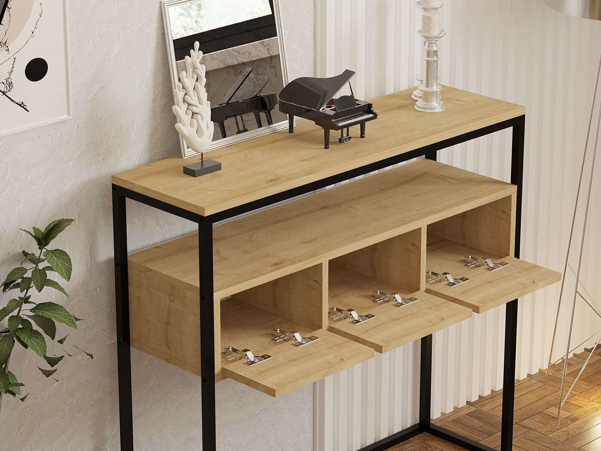 Konsolė Kailua 636 (Šviesi ruda + Juoda)