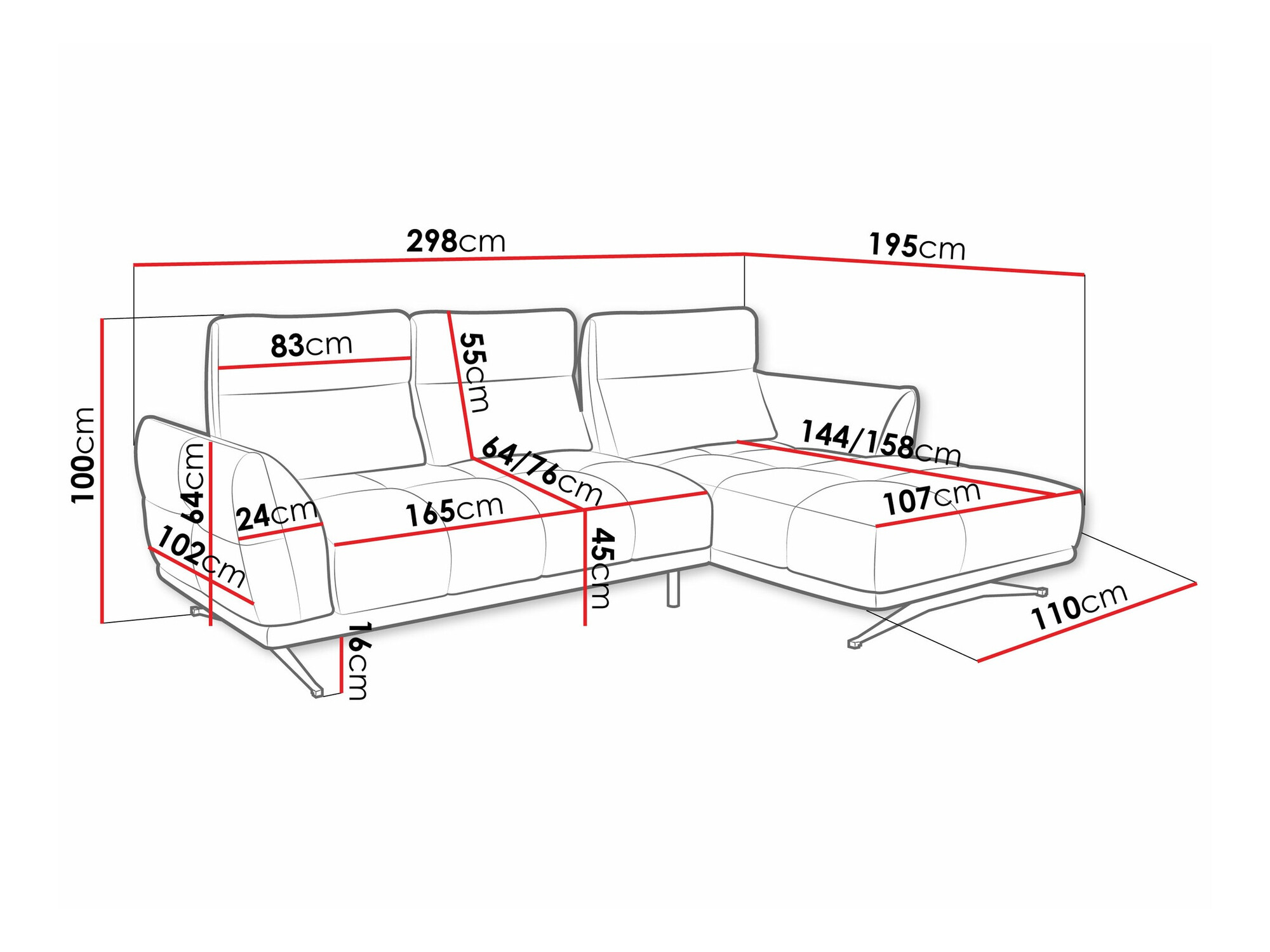 Minkštas kampas Lincoln 195 (Sorella 34)
