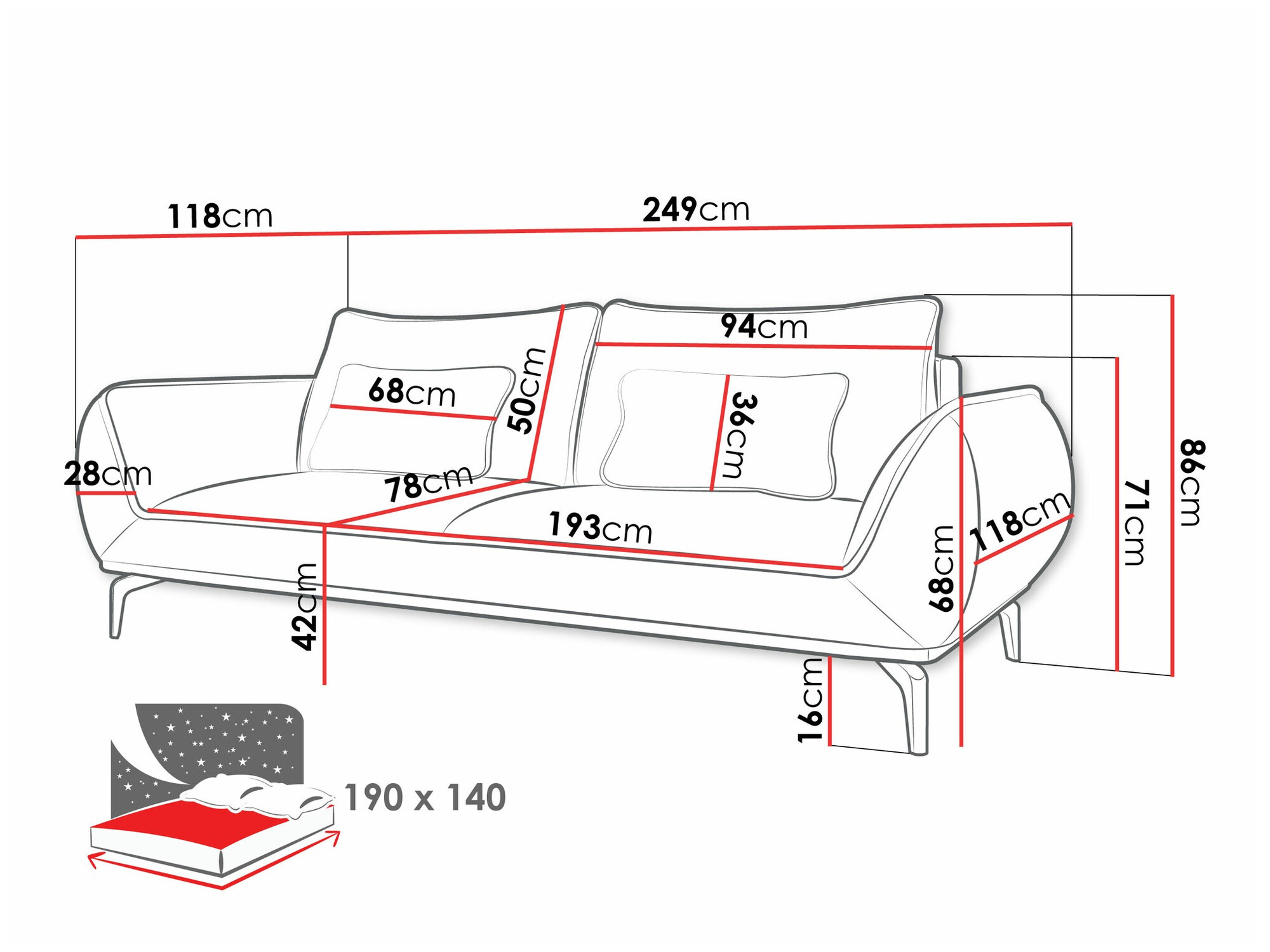 Sofa lova Lincoln 197 (Aragon 03)