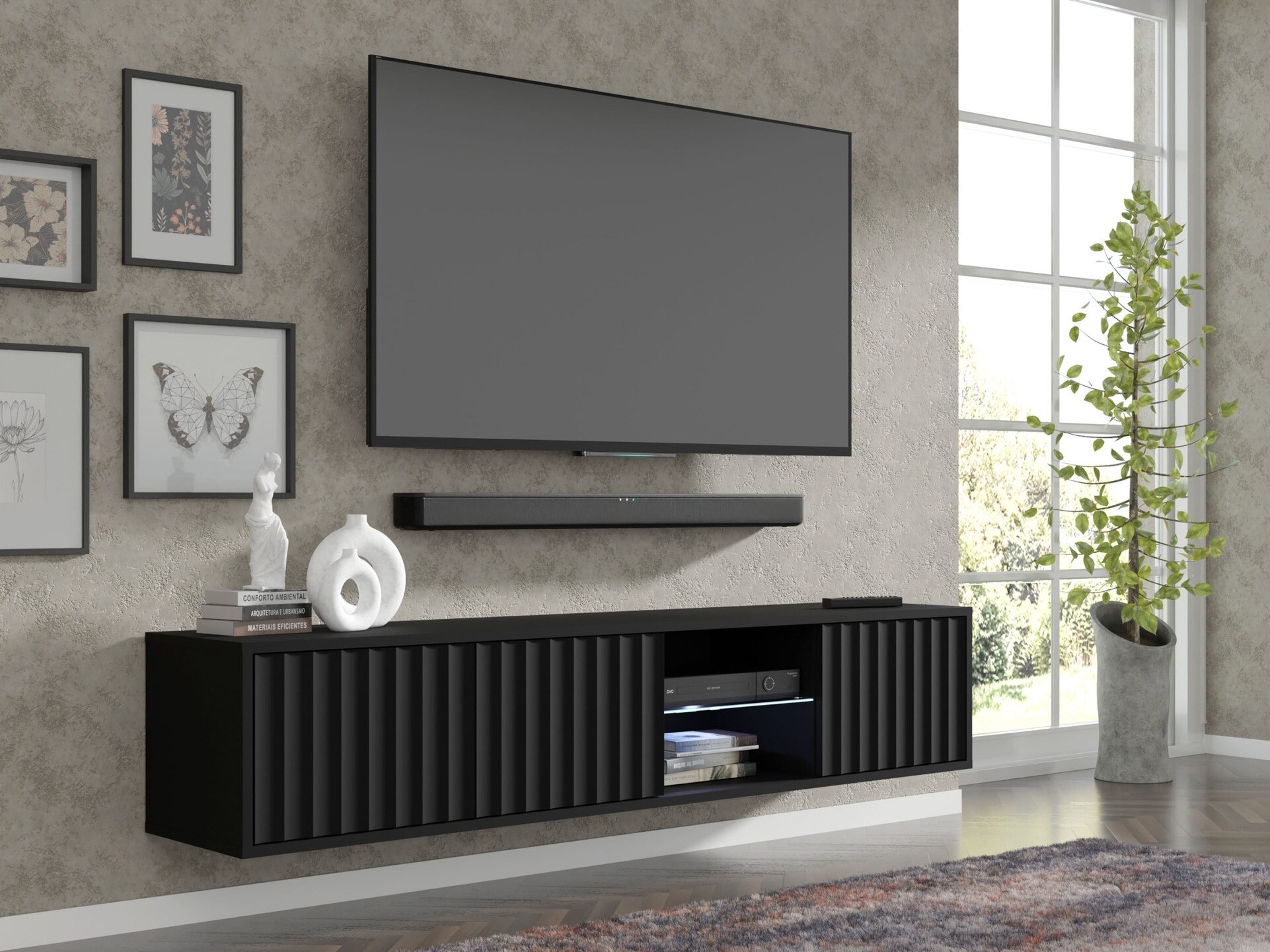 TV staliukas Buffalo 182 (Matinė juoda)