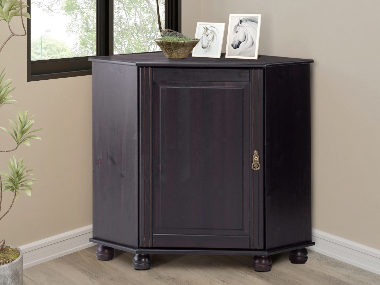 Kampinė spintelė Nolcore 105 (Tamsi ruda)