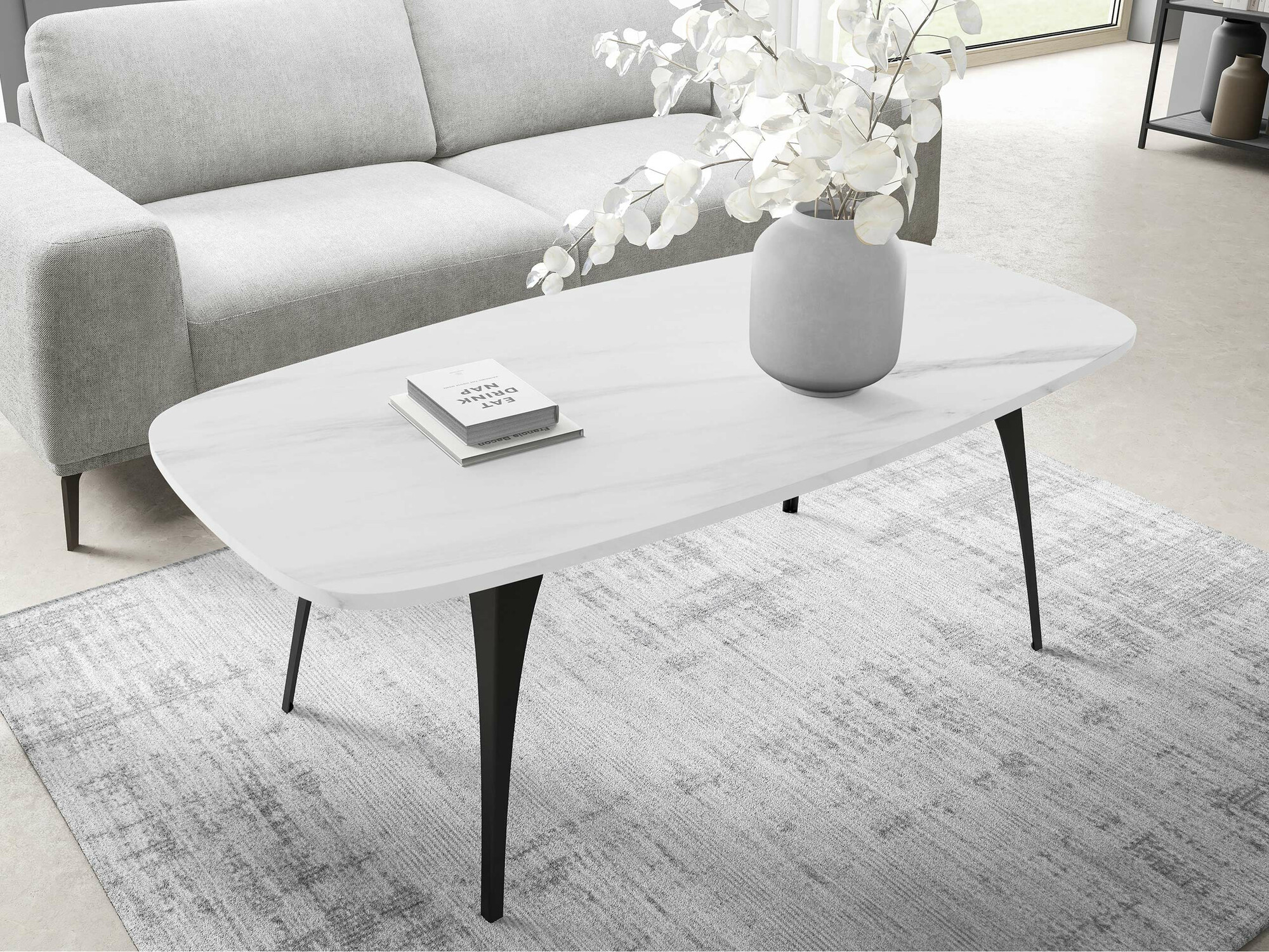 Žurnalinis staliukas Oswego 125 (Baltas marmuras)