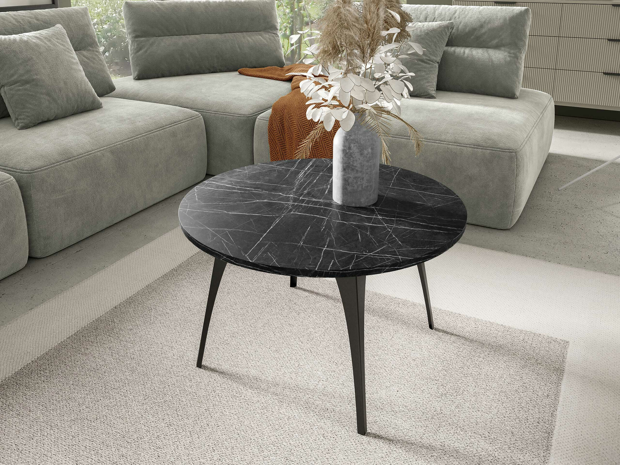 Žurnalinis staliukas Oswego 126 (Juodas marmuras)