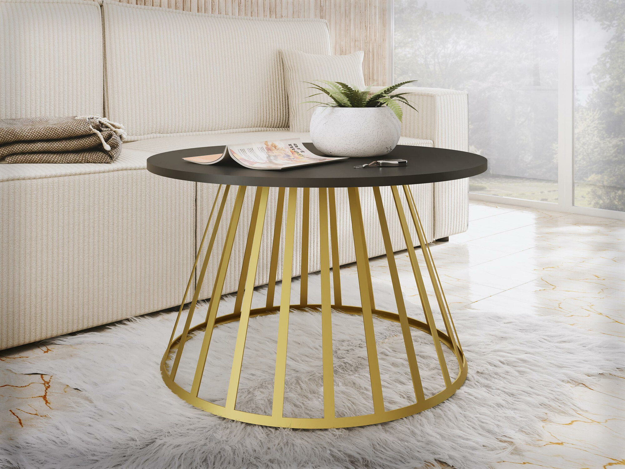 Žurnalinis staliukas Oswego 129 (Juoda)