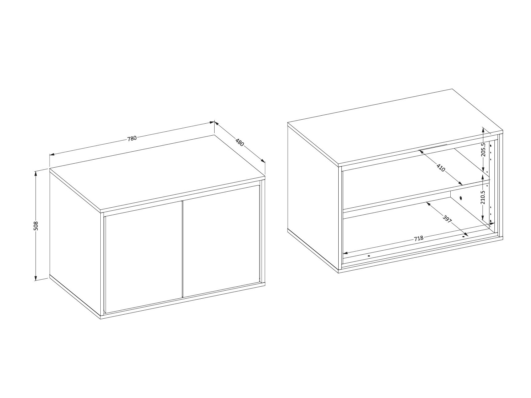 Pakabinama vonios spintelė praustuvui Tecavu 103 (Blizgi balta + Balta)