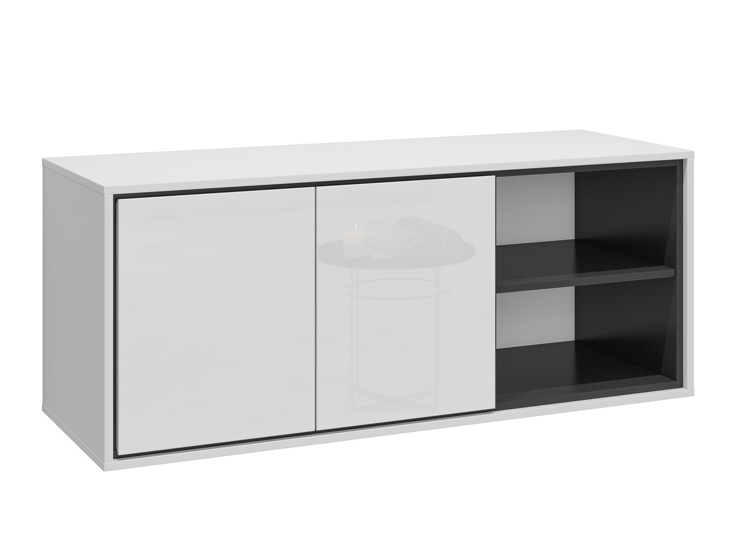 Pakabinama vonios spintelė Tecavu 104 (Blizgi balta + Balta)