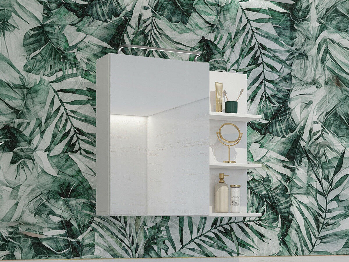 Vonios spintelė su veidrodžiu Tecavu 102 (Blizgi balta + Balta)