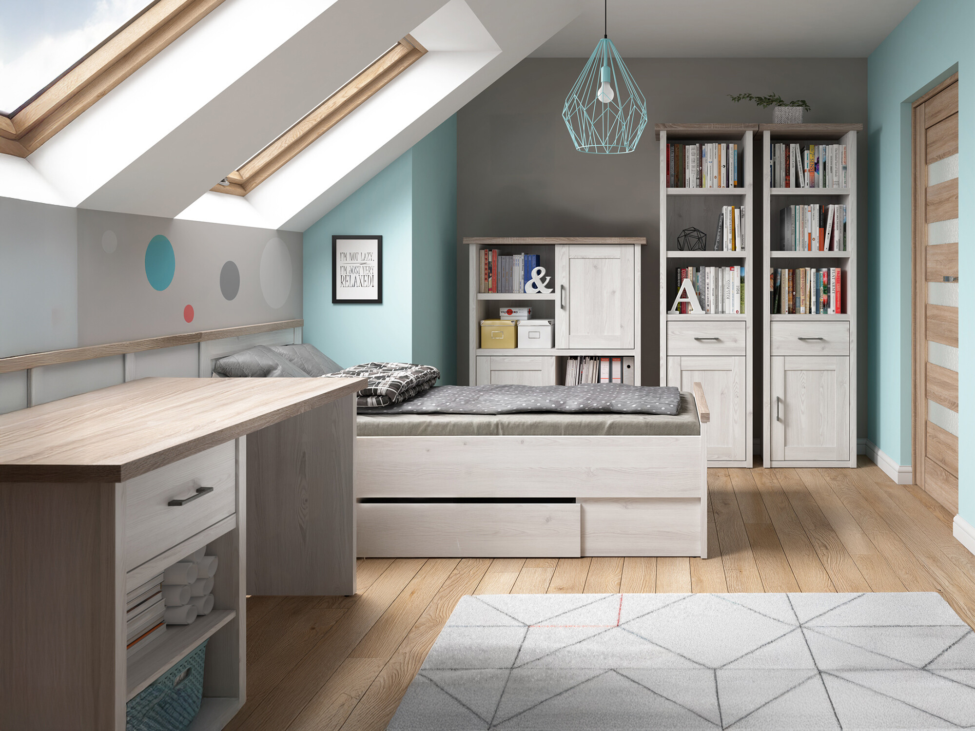 Miegamojo komplektai pritaikyti 90 x 200 čiužiniui