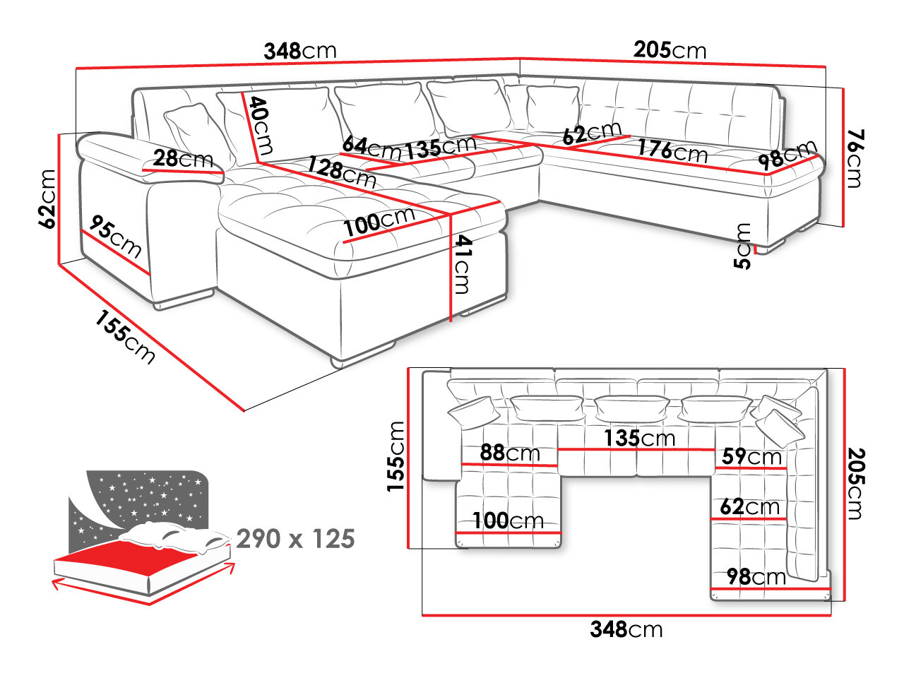 Minkštas kampas Comfivo 128 (Dešininis)