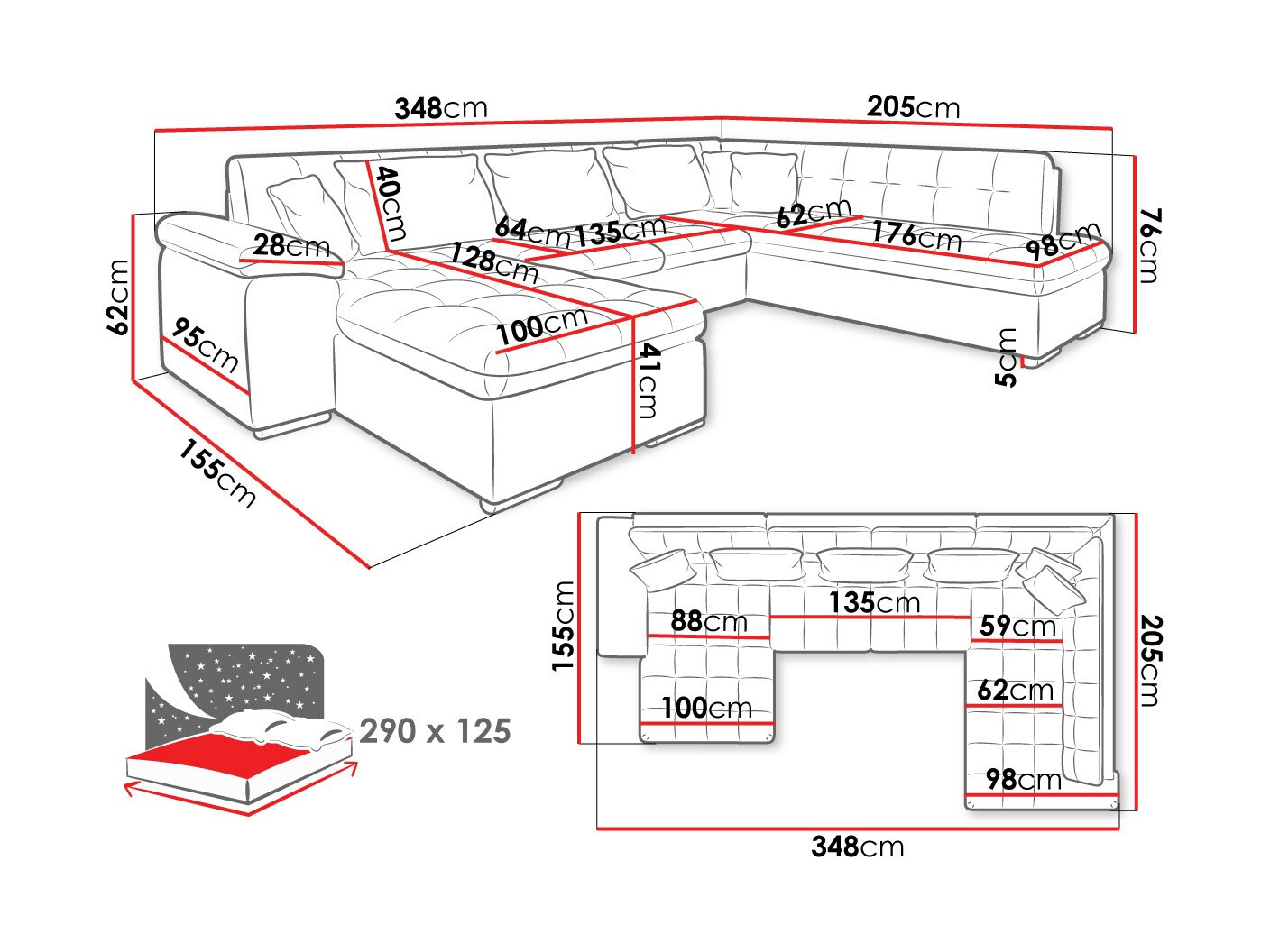 Minkštas kampas Comfivo 128 (Dešininis)