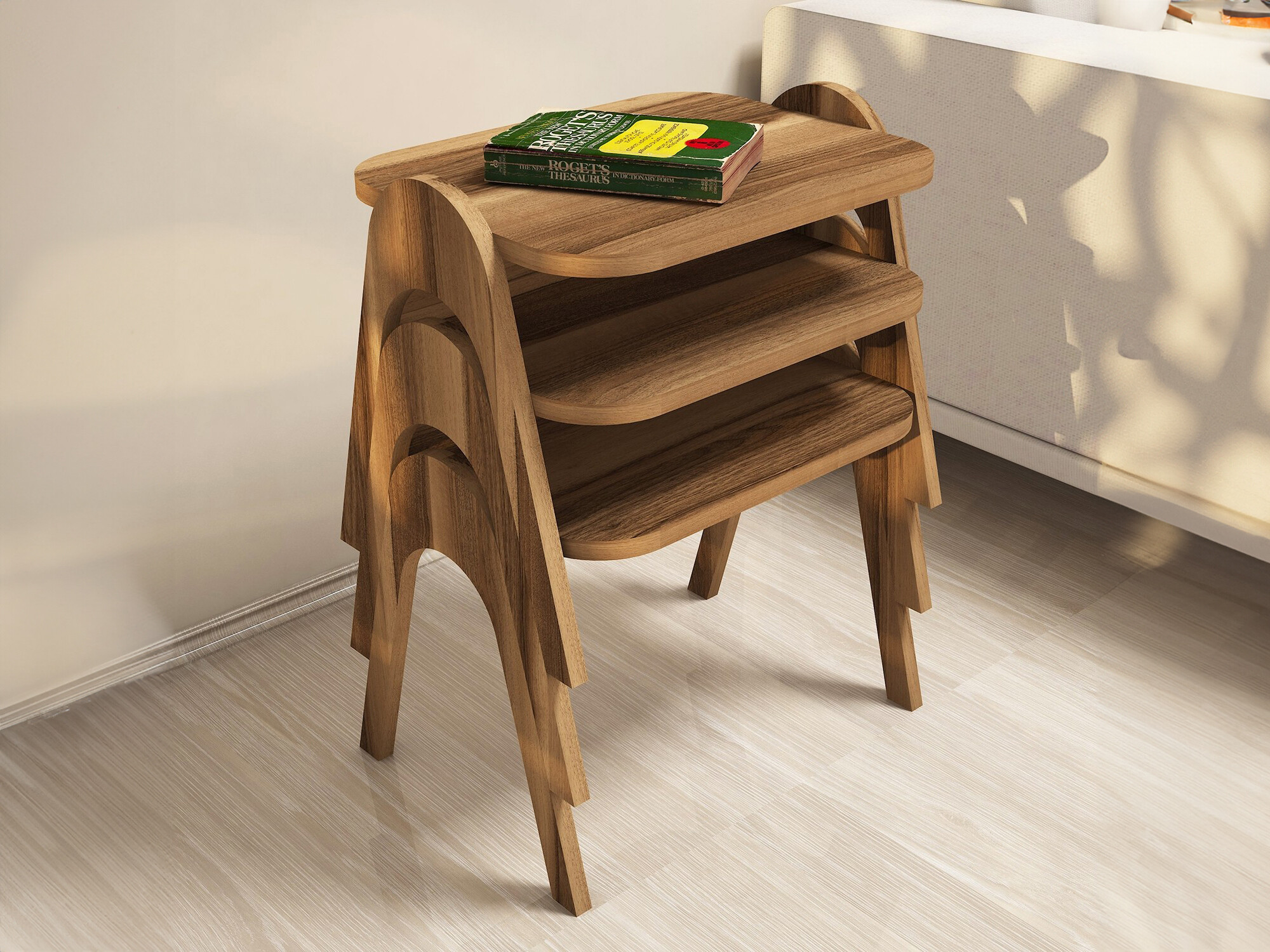 Šoninių staliukų komplektas Kailua 1621 (Riešutas)