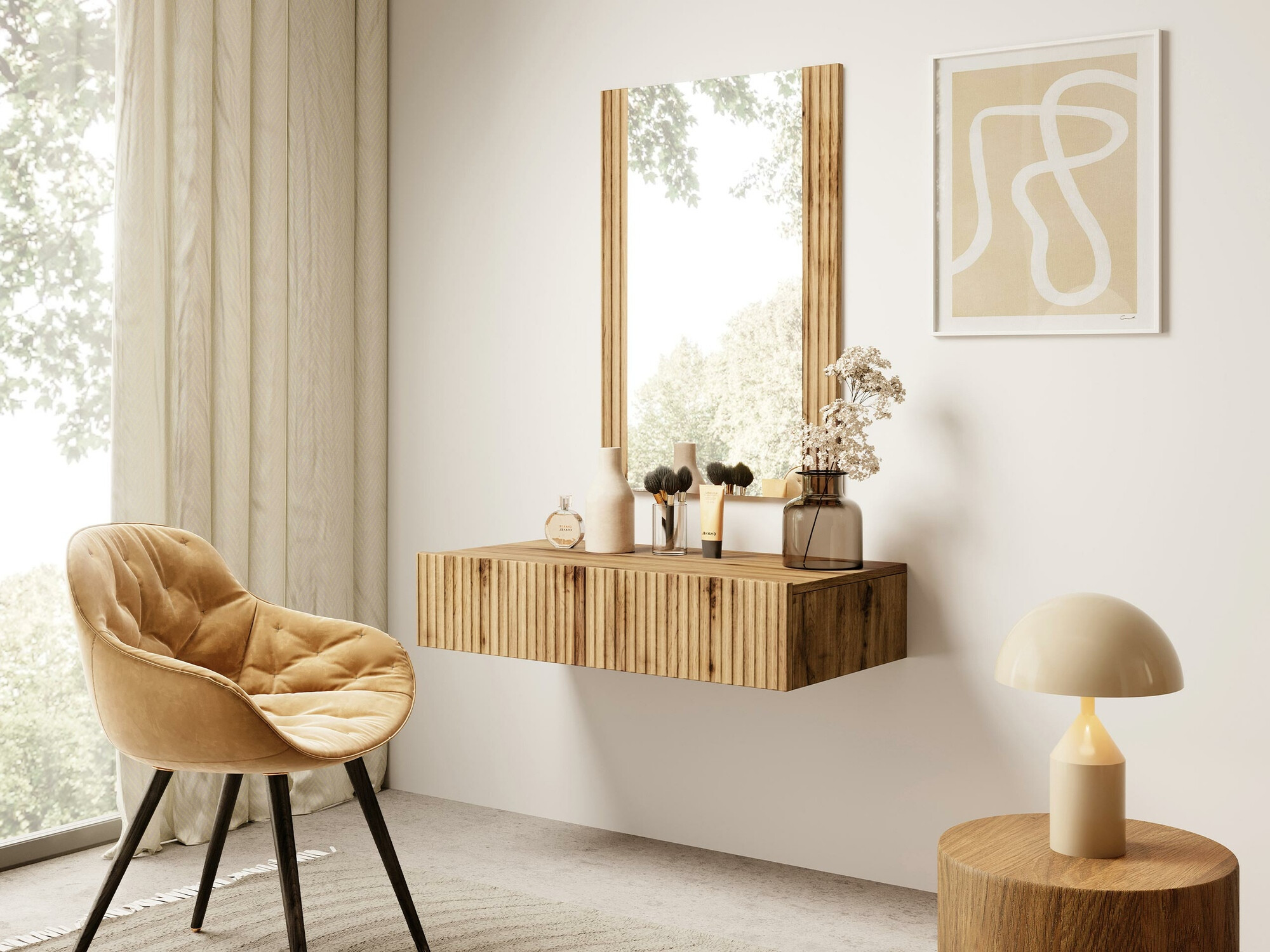 Makiažo staliukai su veidrodžiu