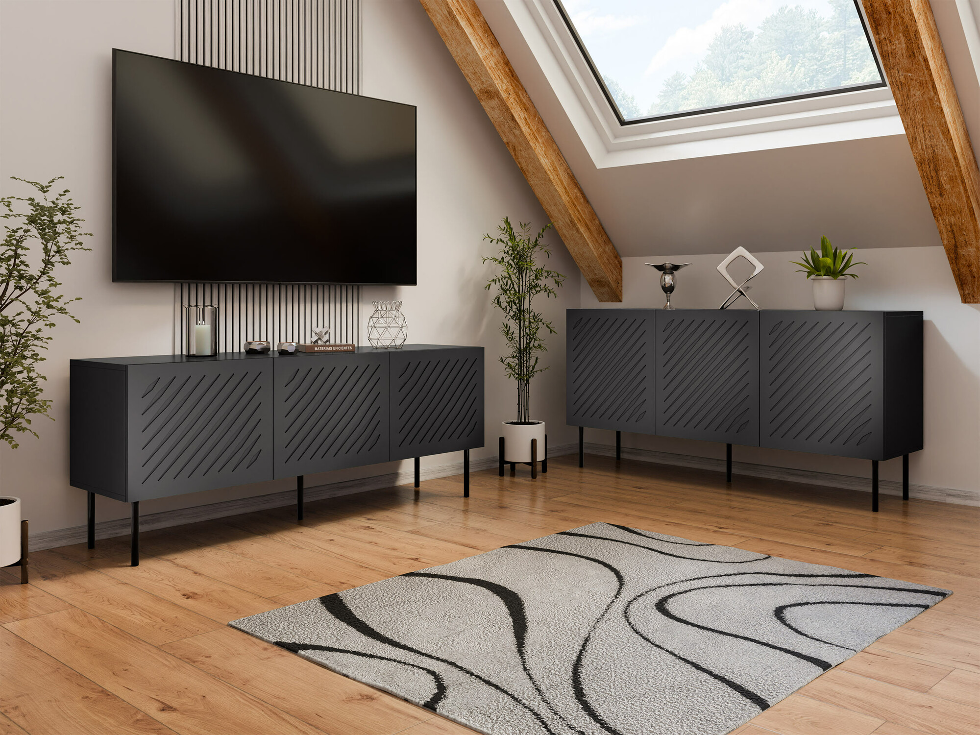 Svetainės komplektas Tolfelo 105 (Juoda)