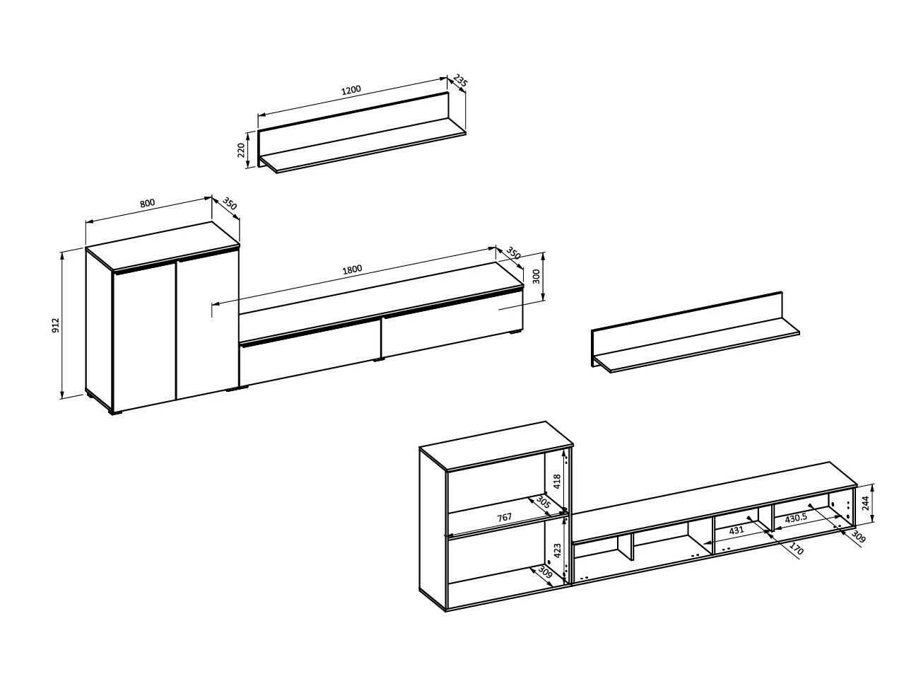 Svetainės komplektas Austin 365 (Votan ąžuolas)