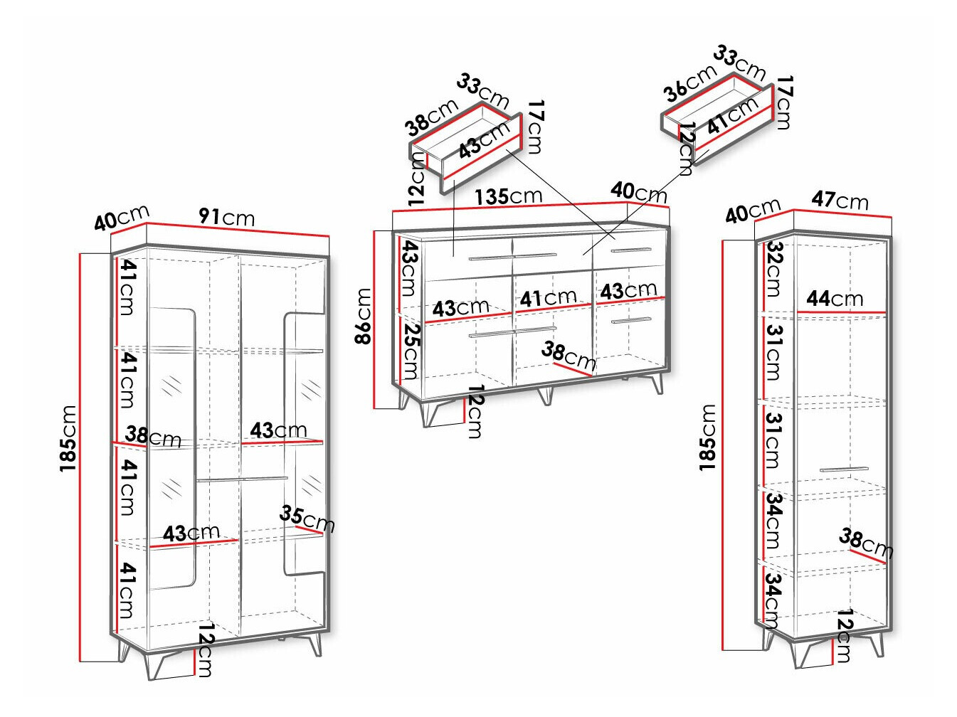 Svetainės komplektas Avimora 113 (Graikinis riešutas)
