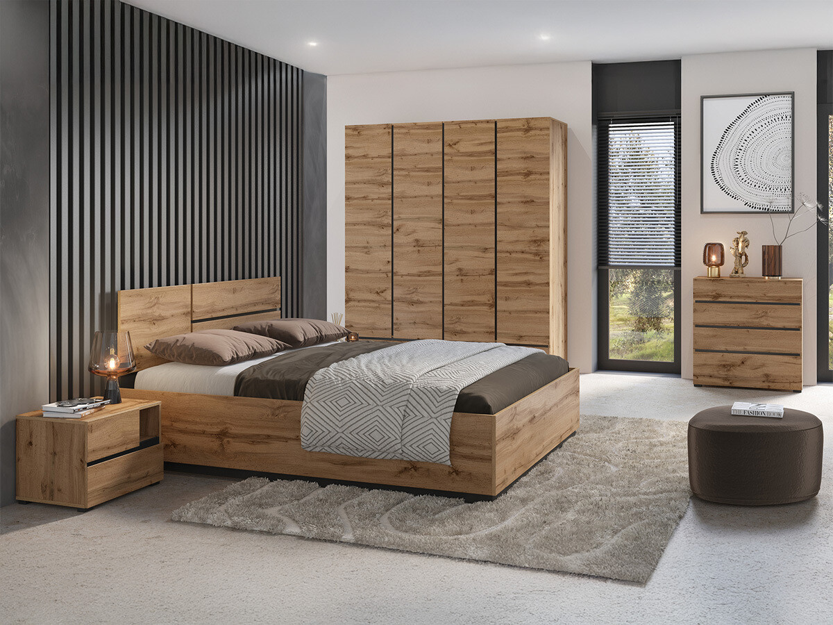 Miegamojo komplektas Alfere 124 (Votan ąžuolas)