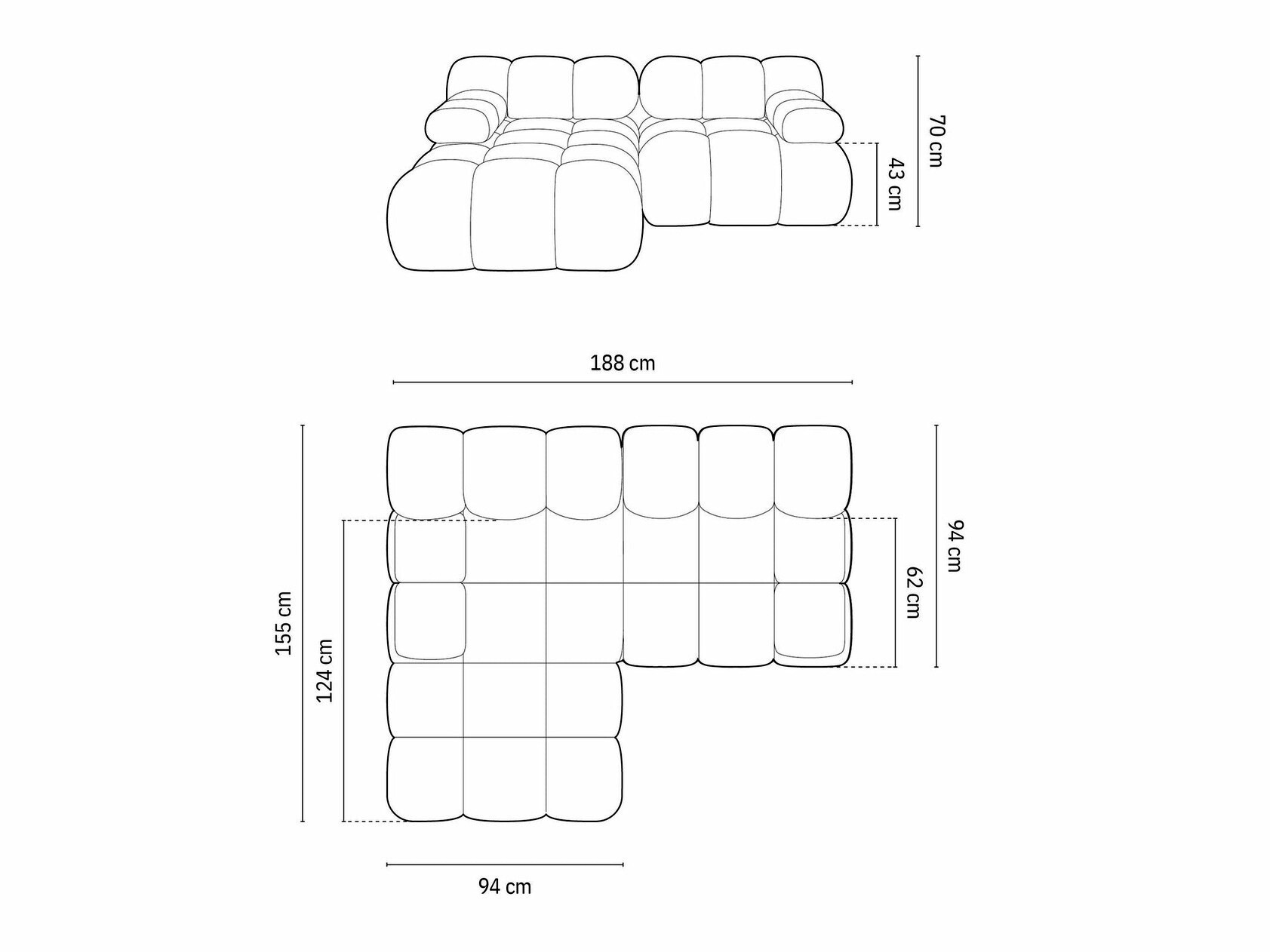 Modulinis minkštas kampas Caltenu 105 (Riviera 16)