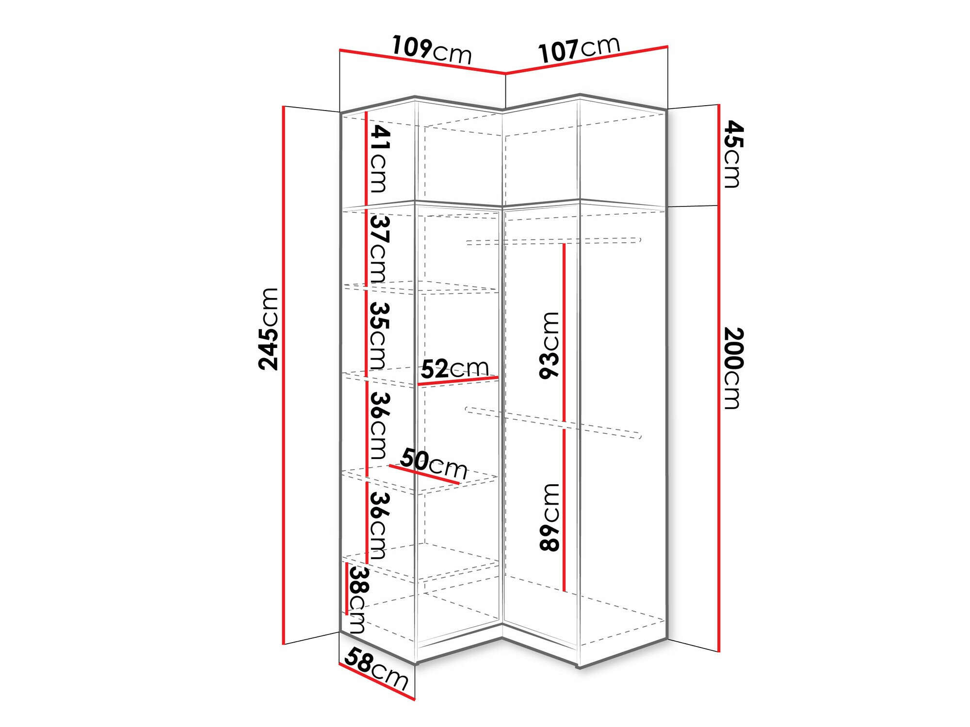 Kampinė spinta Dortivu 156