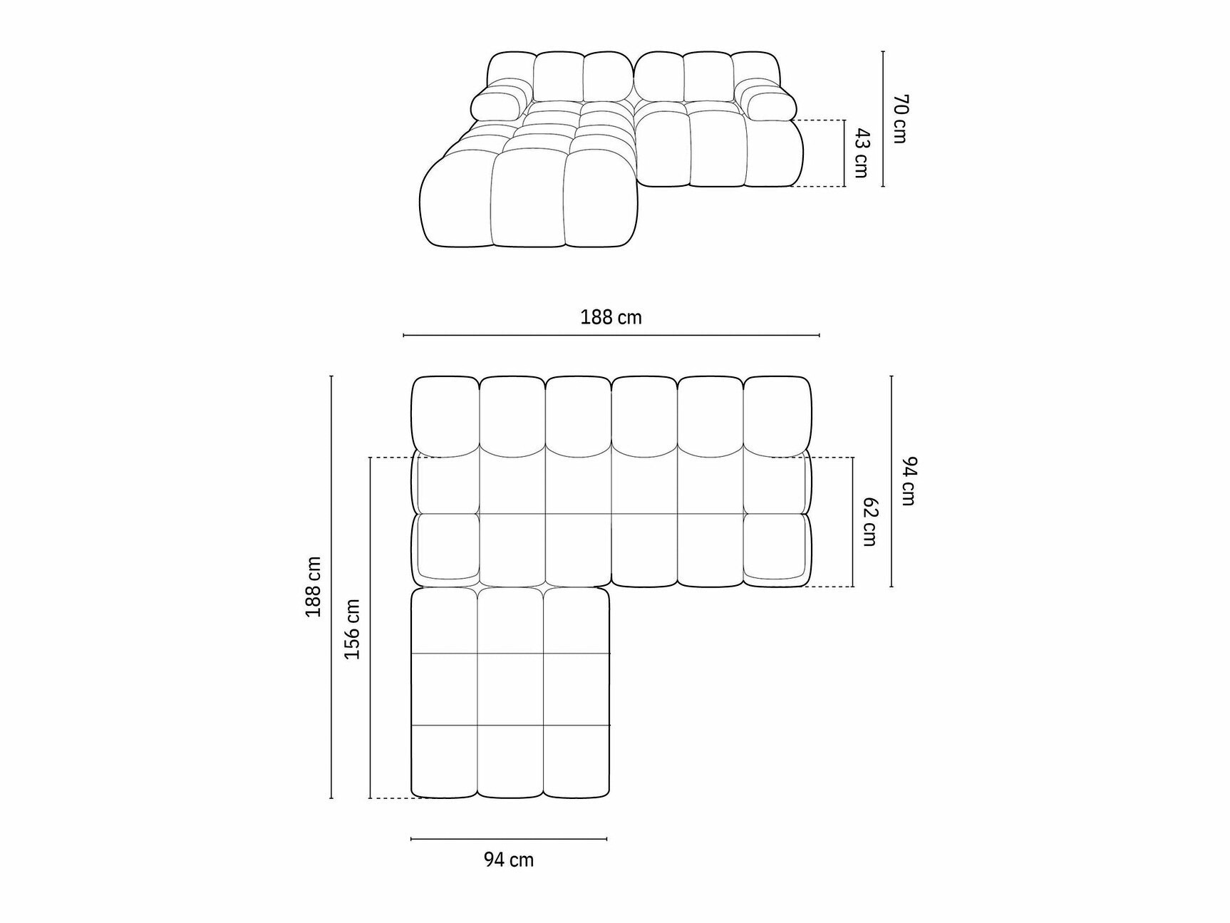 Modulinis minkštas kampas Caltenu 102 (Riviera 21)
