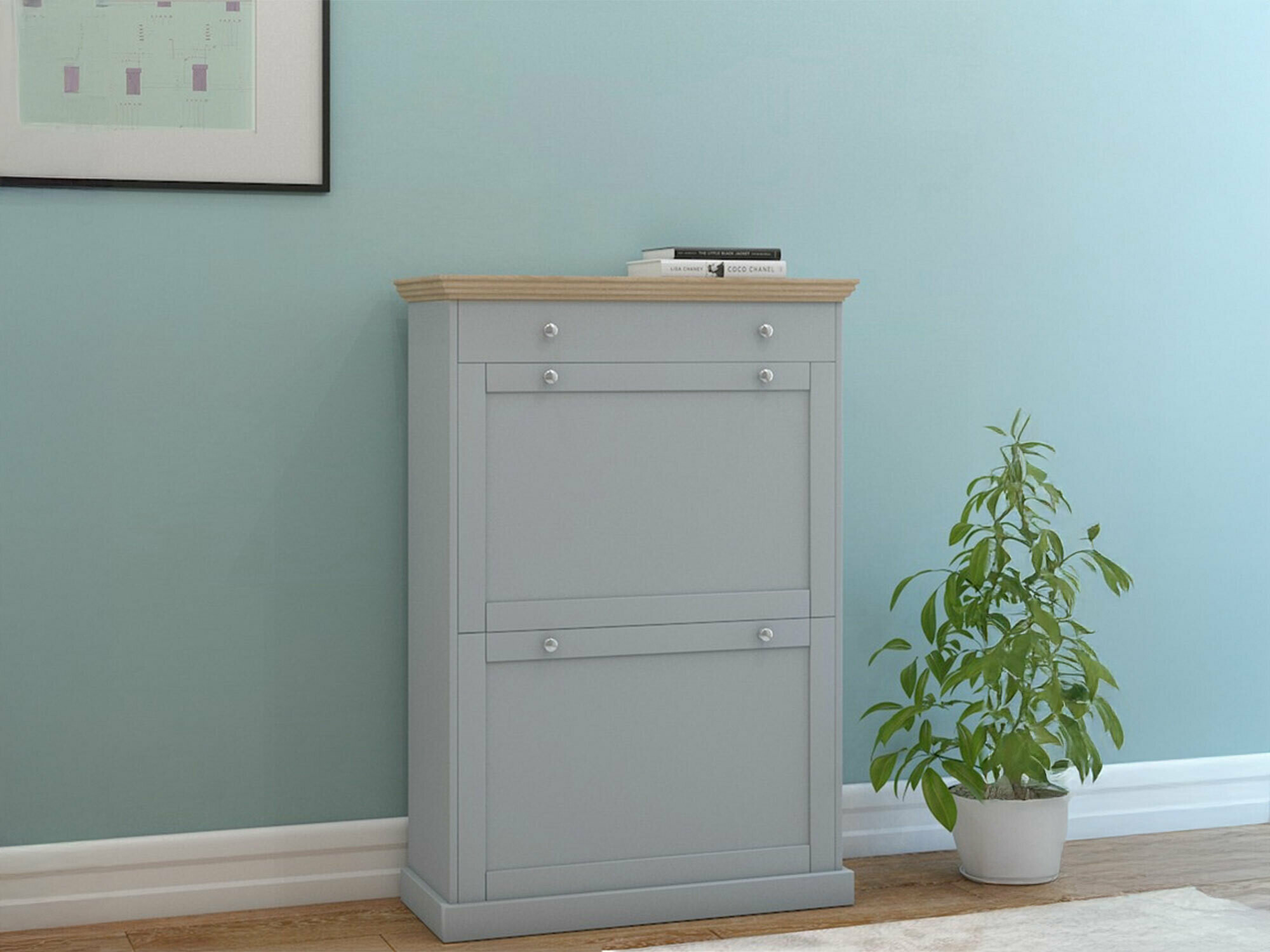 Batų dėžė Lirveri 105 (Pilka + Šviesus ąžuolas)