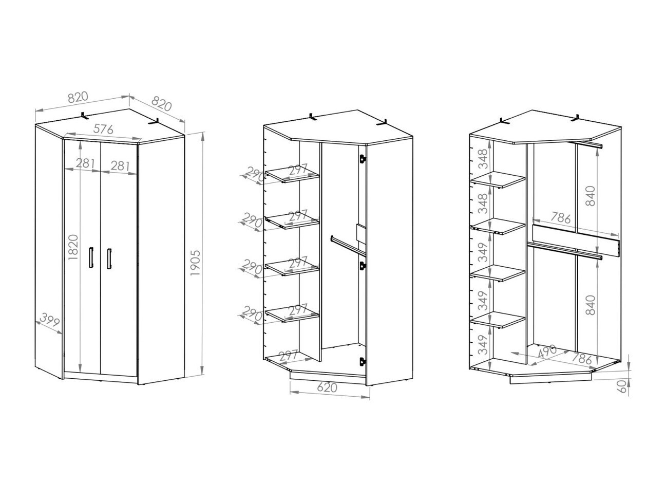 Kampinė spinta Nucavu 110