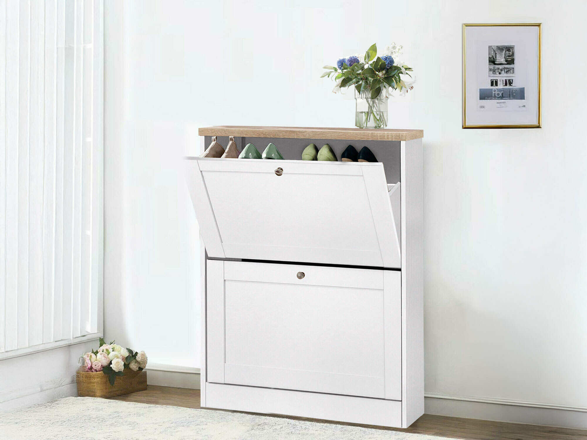 Batų dėžė Cirtene 100 (Balta + Ąžuolas)