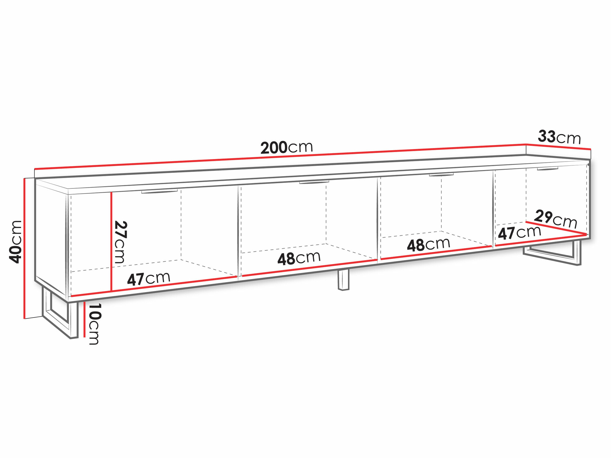 TV staliukas Sarasota 180 (Juoda + Grafitas)