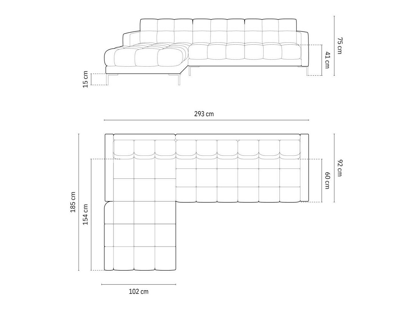 Minkštas kampas Lormelo 103 (Kairinis)