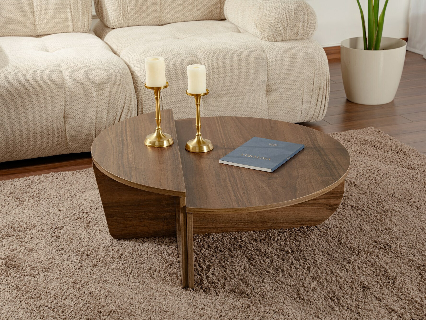 Žurnalinių staliukų komplektas Novato 100 (Graikinis riešutas)