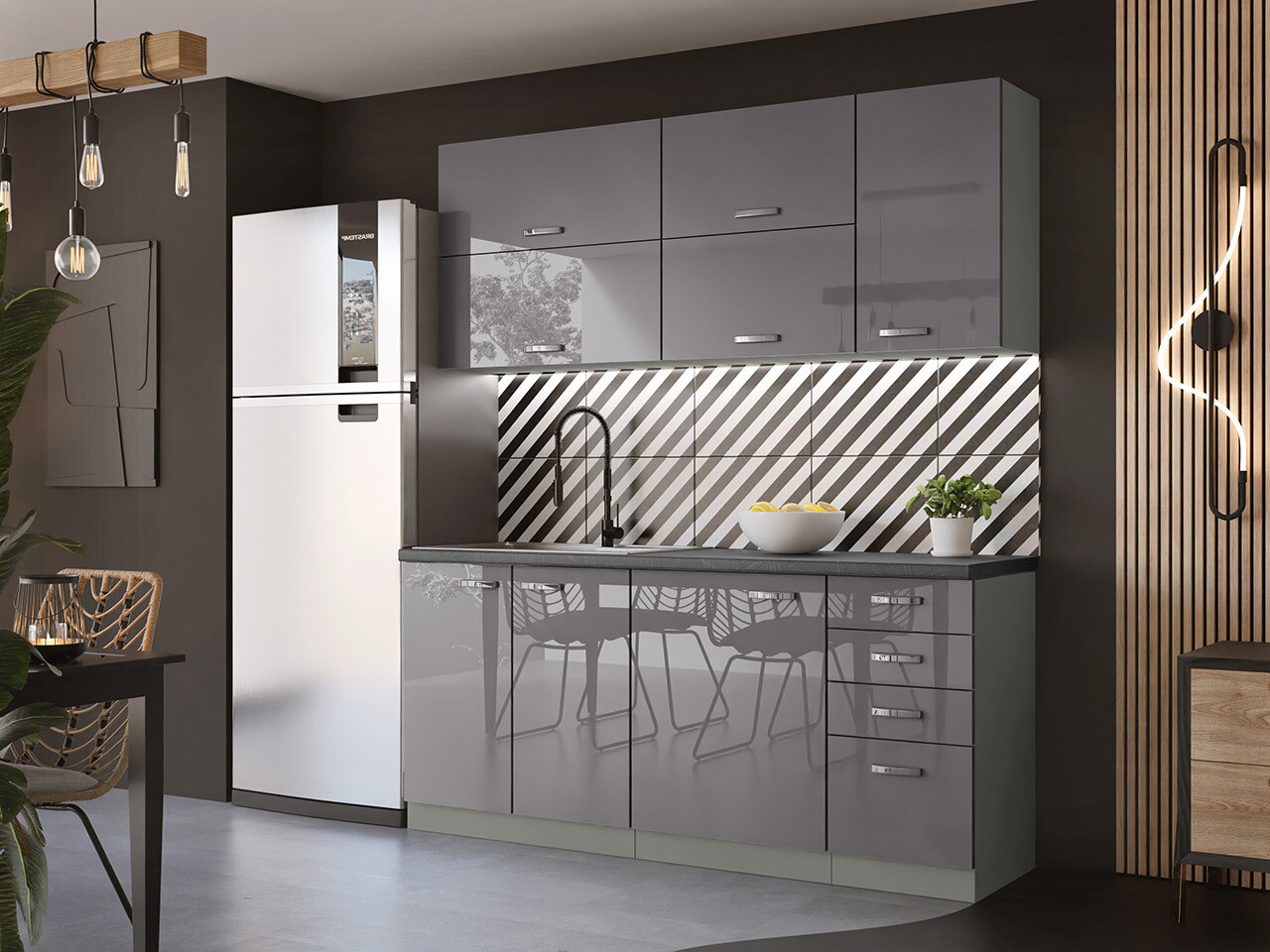 Modulinis virtuvės komplektas Multi Grey 124