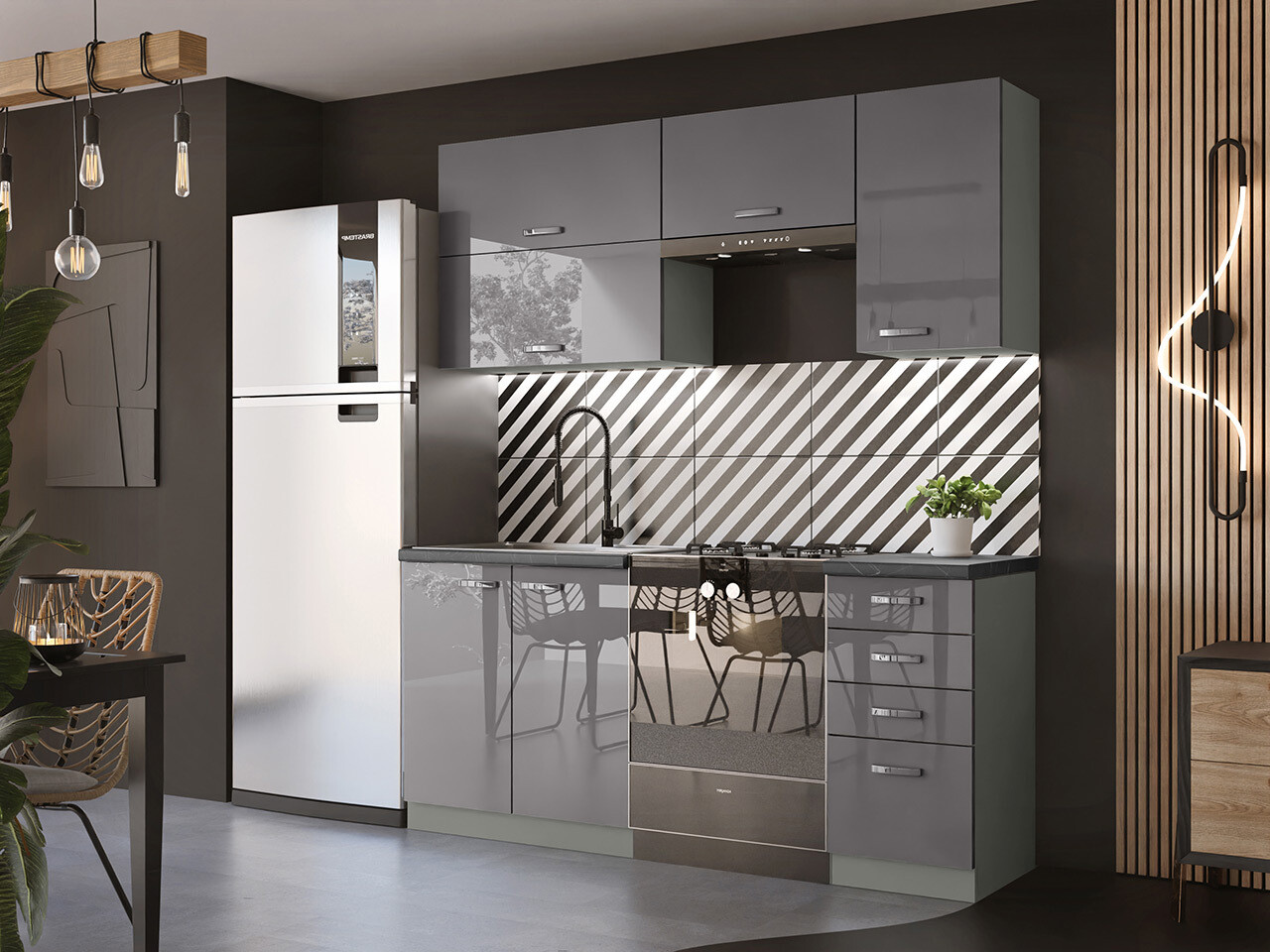 Modulinis virtuvės komplektas Multi Grey 125