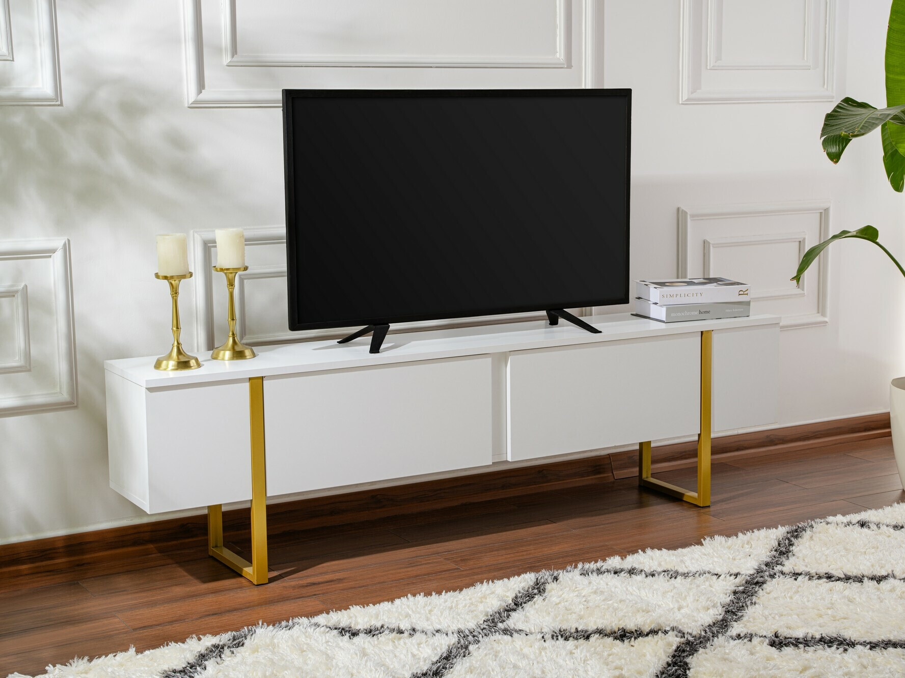 TV staliukas Novato 105 (Balta + Auksinė)