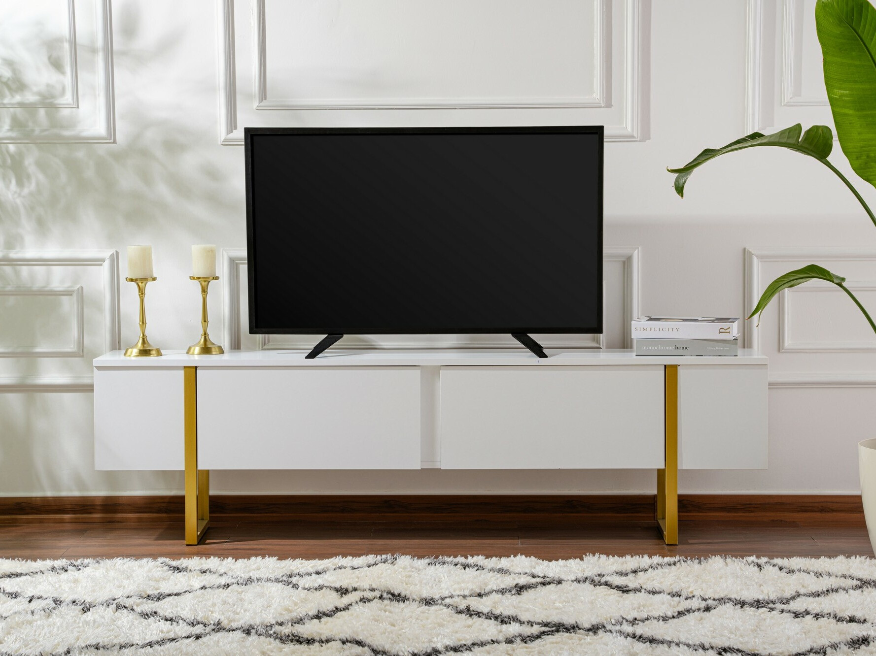 TV staliukas Novato 105 (Balta + Auksinė)