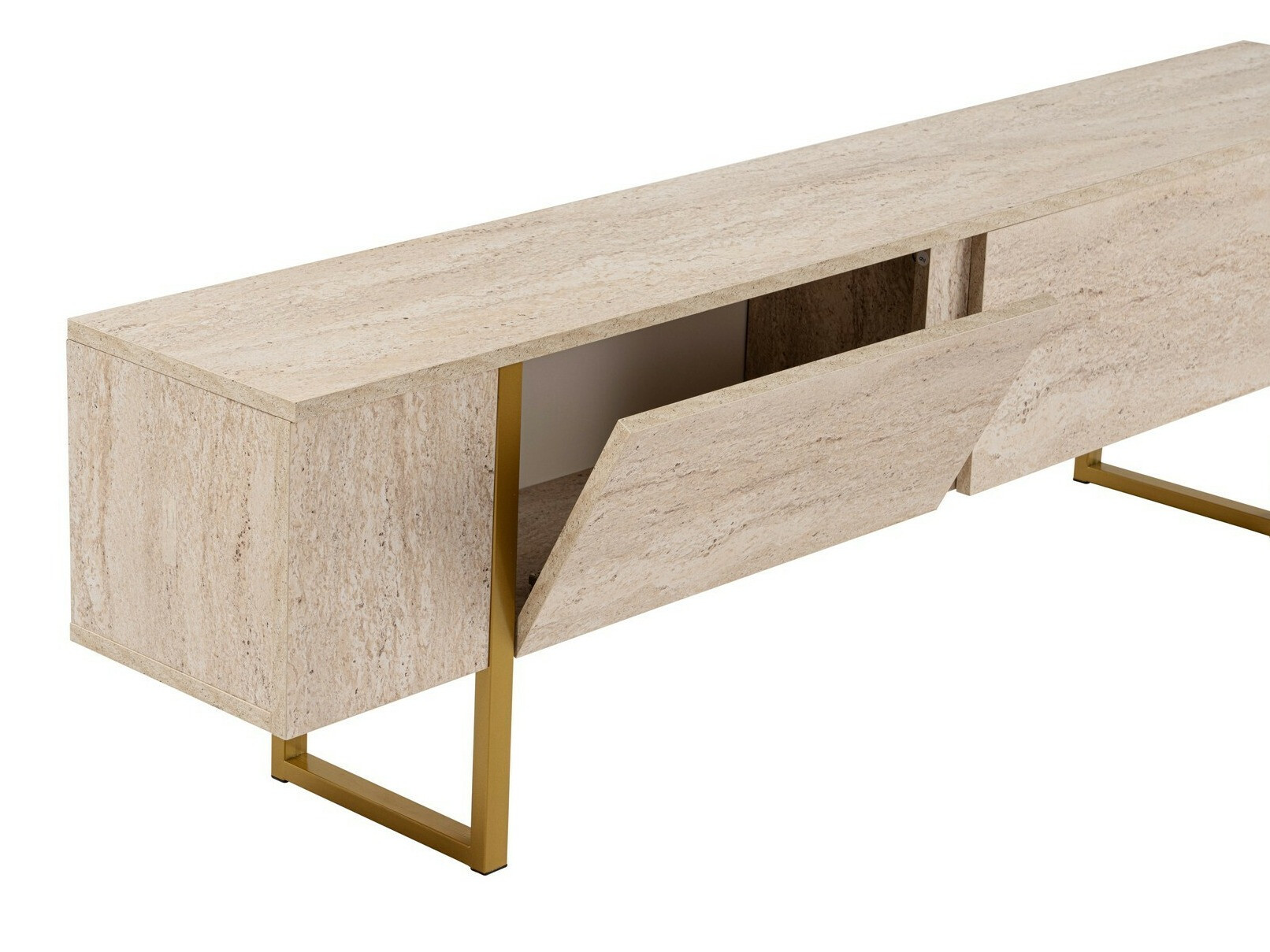 TV staliukas Novato 105 (Šviesi Travertine + Auksinė)