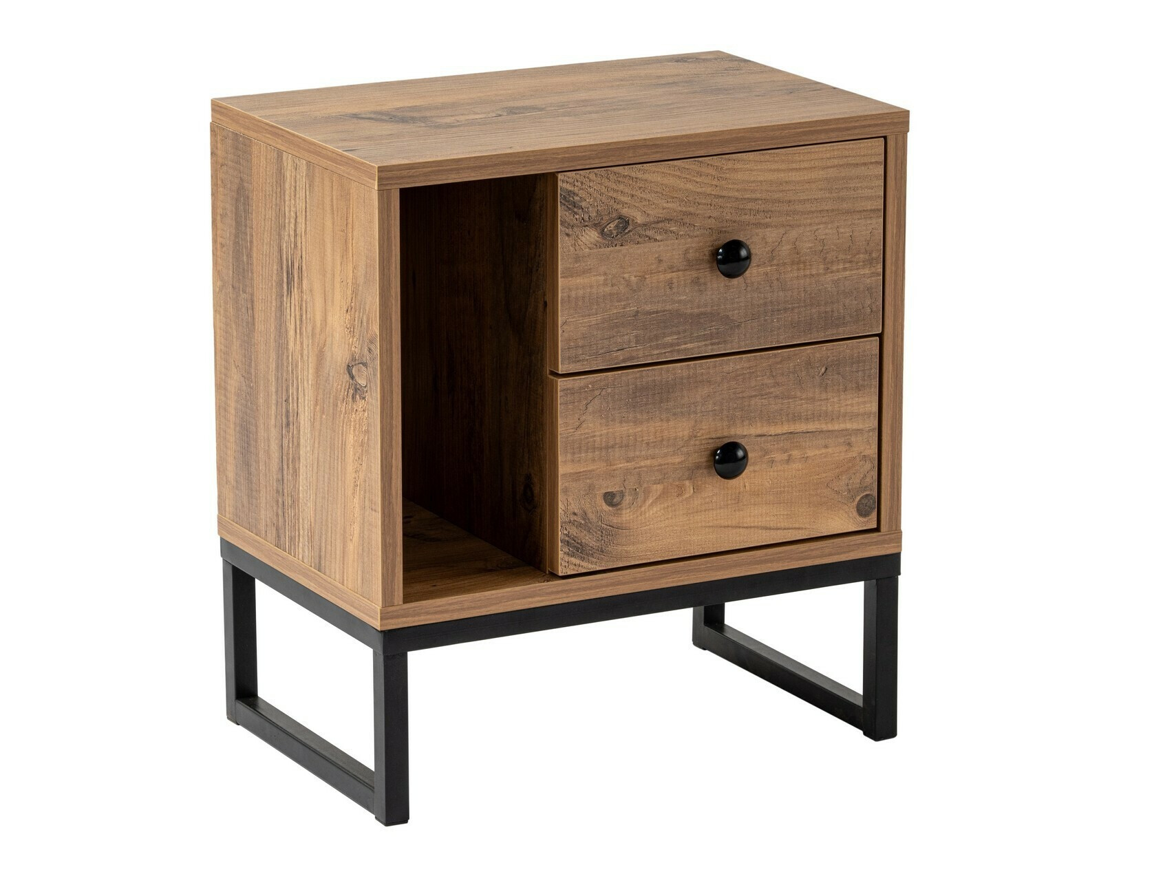 Naktinis staliukas Novato 109 (Pušis + Juoda)