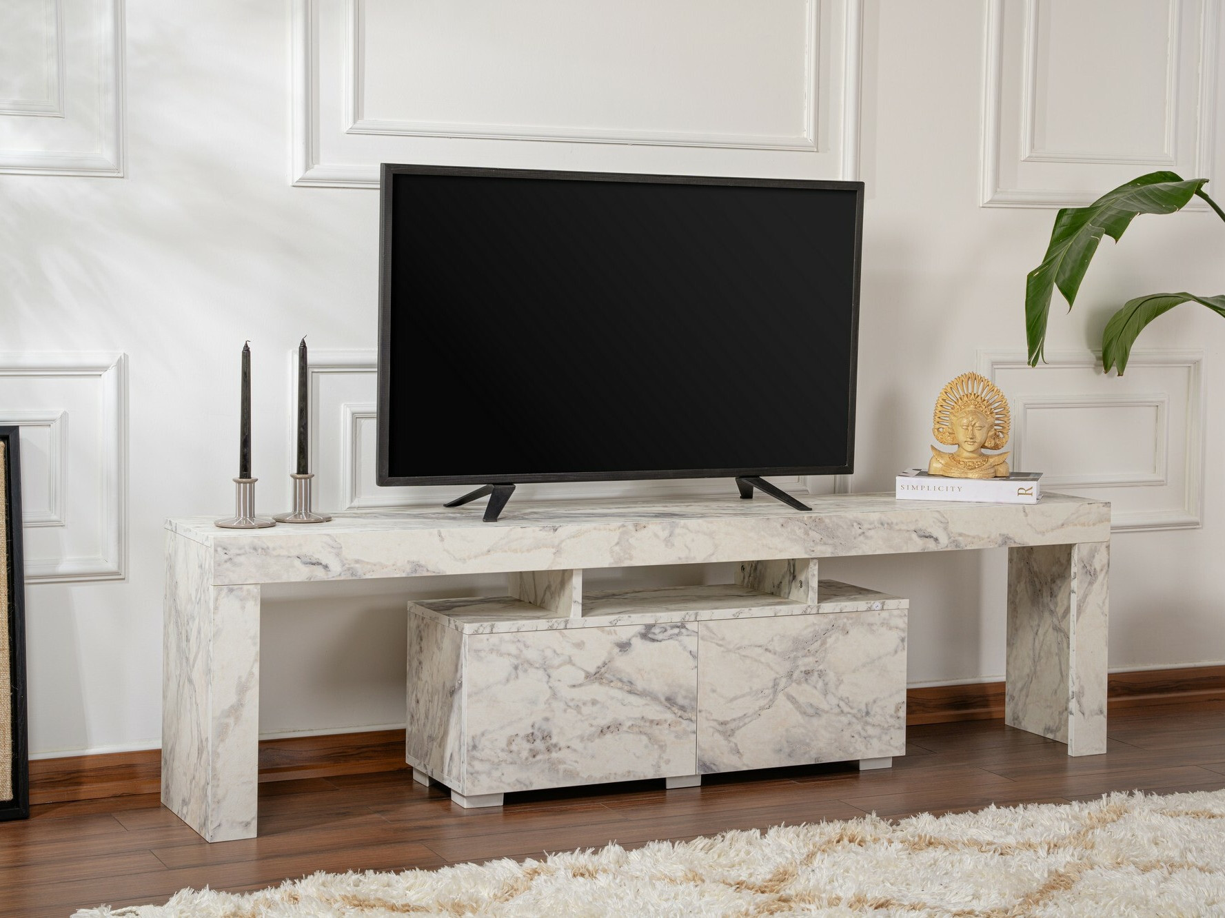 TV staliukas Novato 108 (Baltas marmuras)