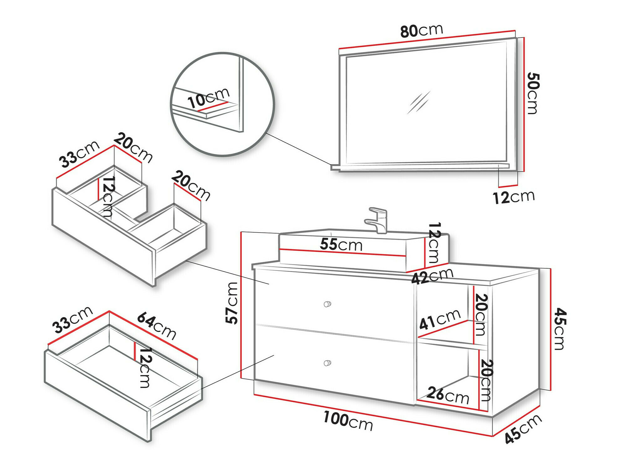 Vonios komplektas Ophruvi 100 (Juoda)