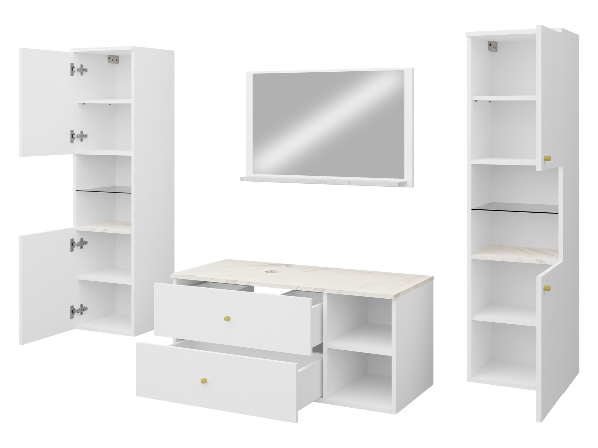 Vonios komplektas Salus III (Graikinis riešutas + Baltas marmuras)