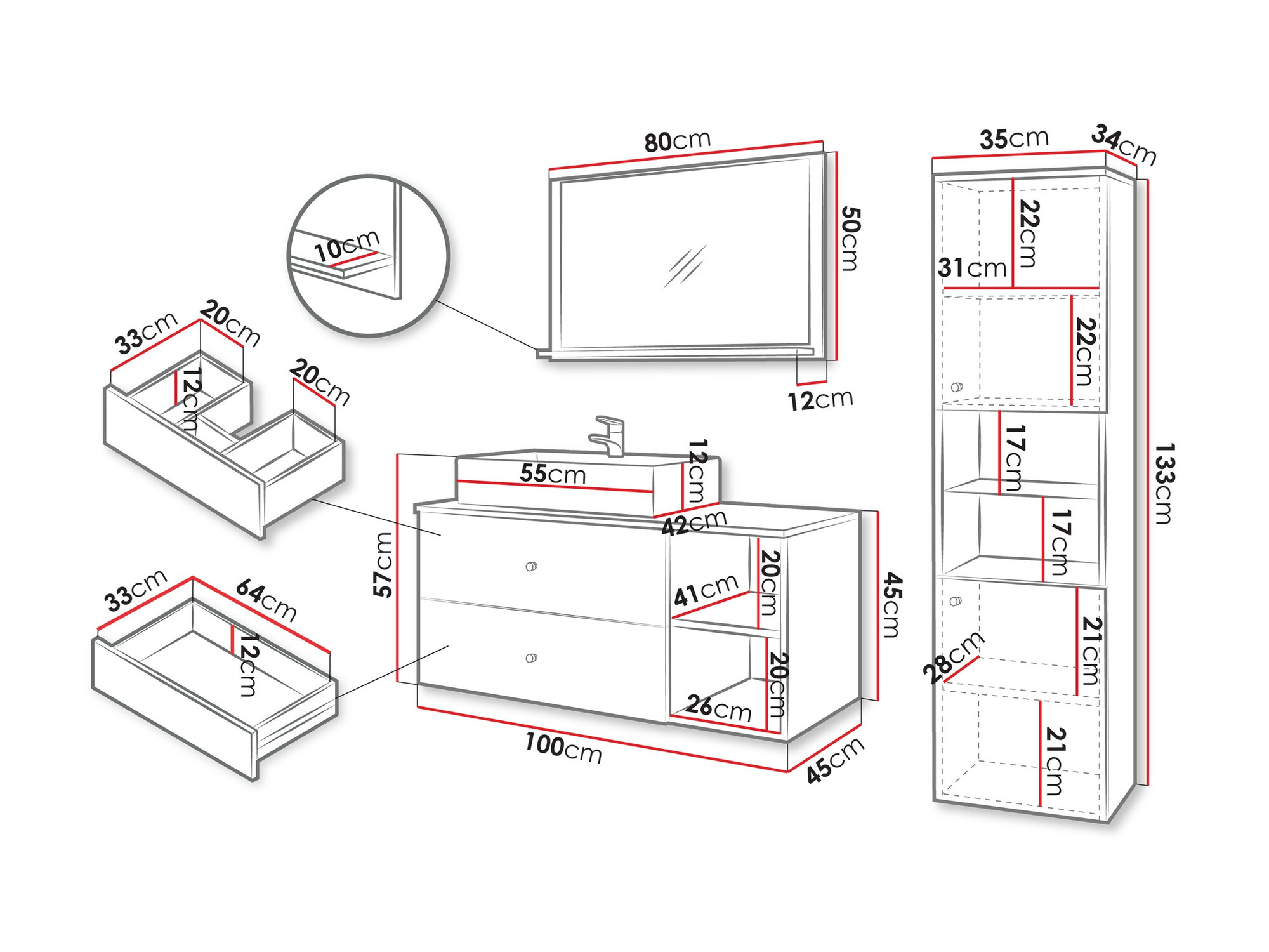 Vonios komplektas Ophruvi 101 (Juoda)