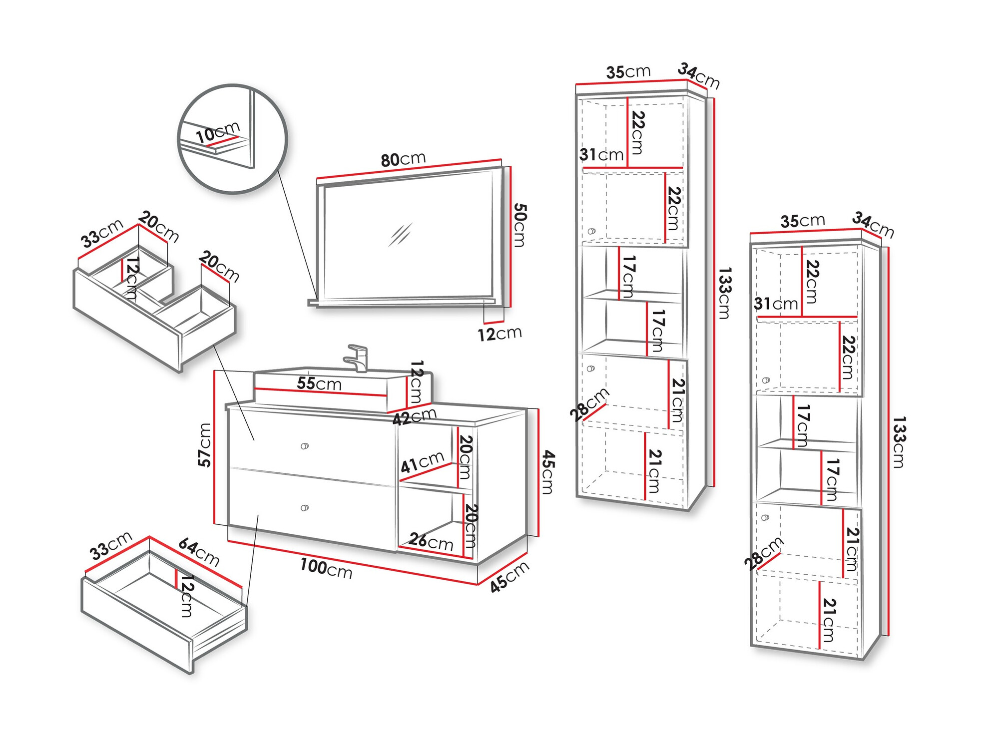 Vonios komplektas Ophruvi 102 (Juoda)