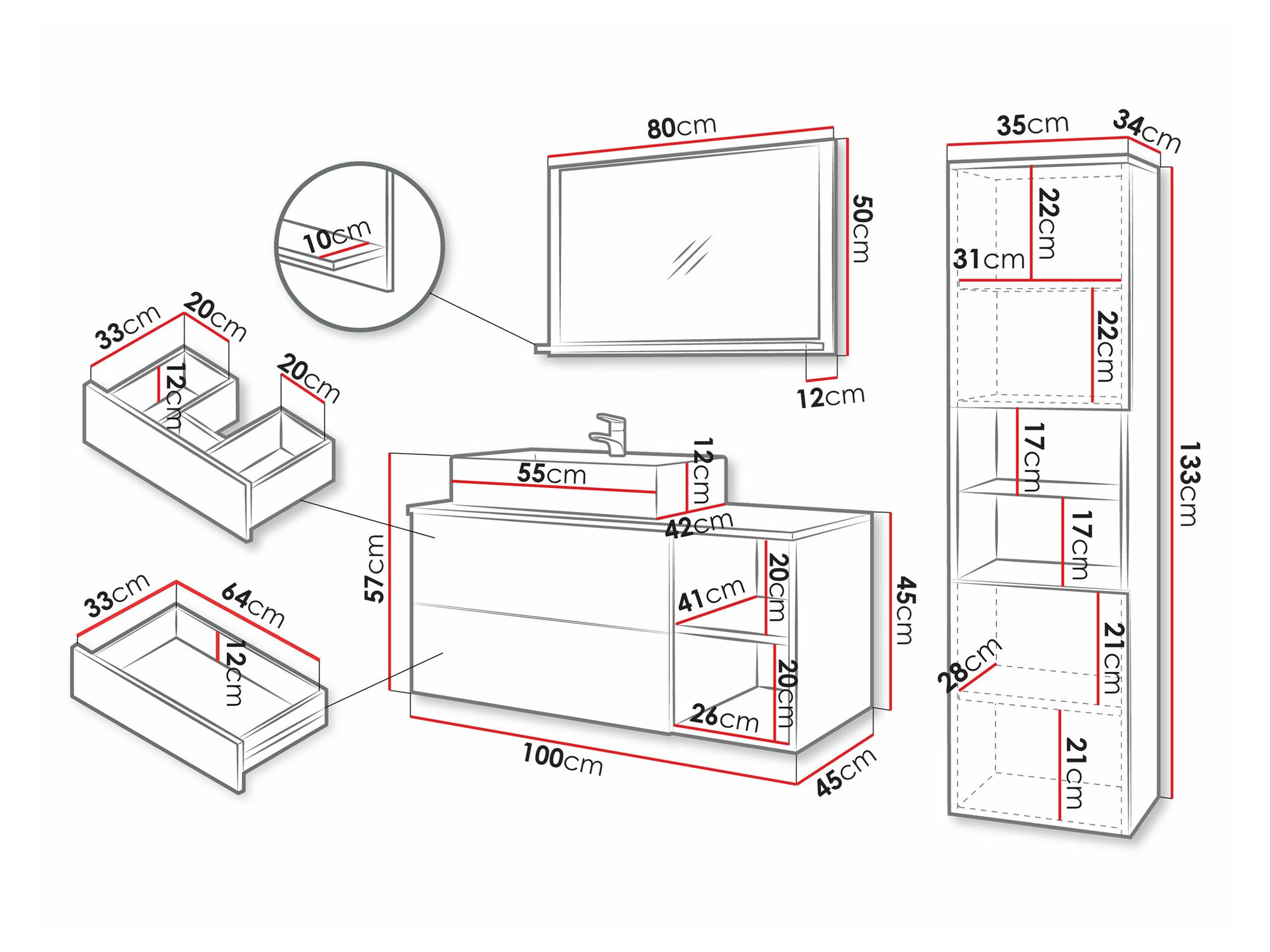 Vonios komplektas Ophruvi 104 (Juoda)