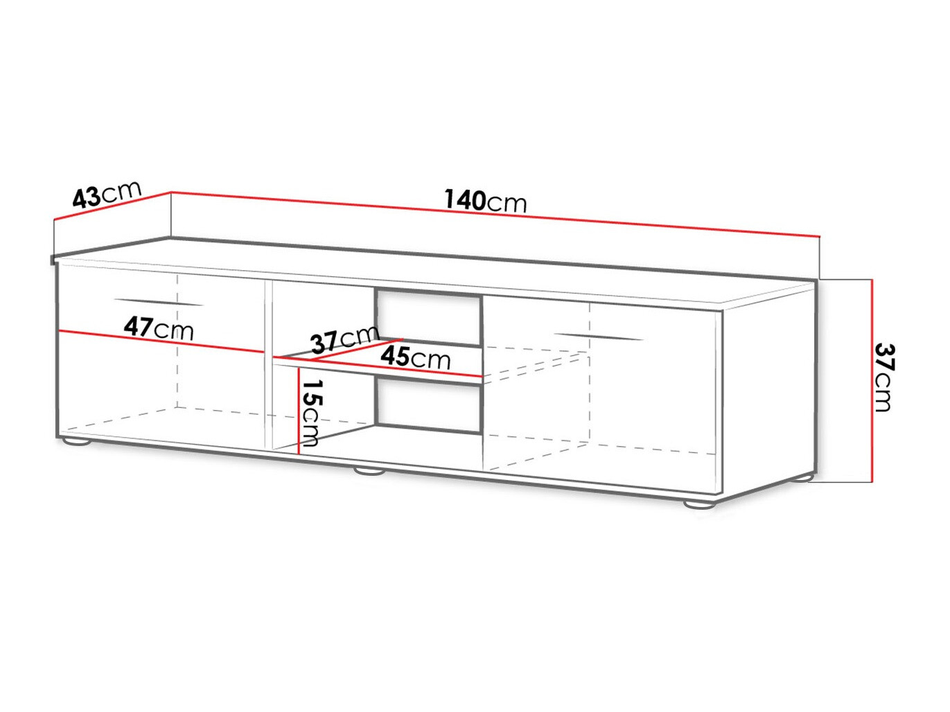 TV staliukas Tornola 100 (Juoda + Blizgi juoda)