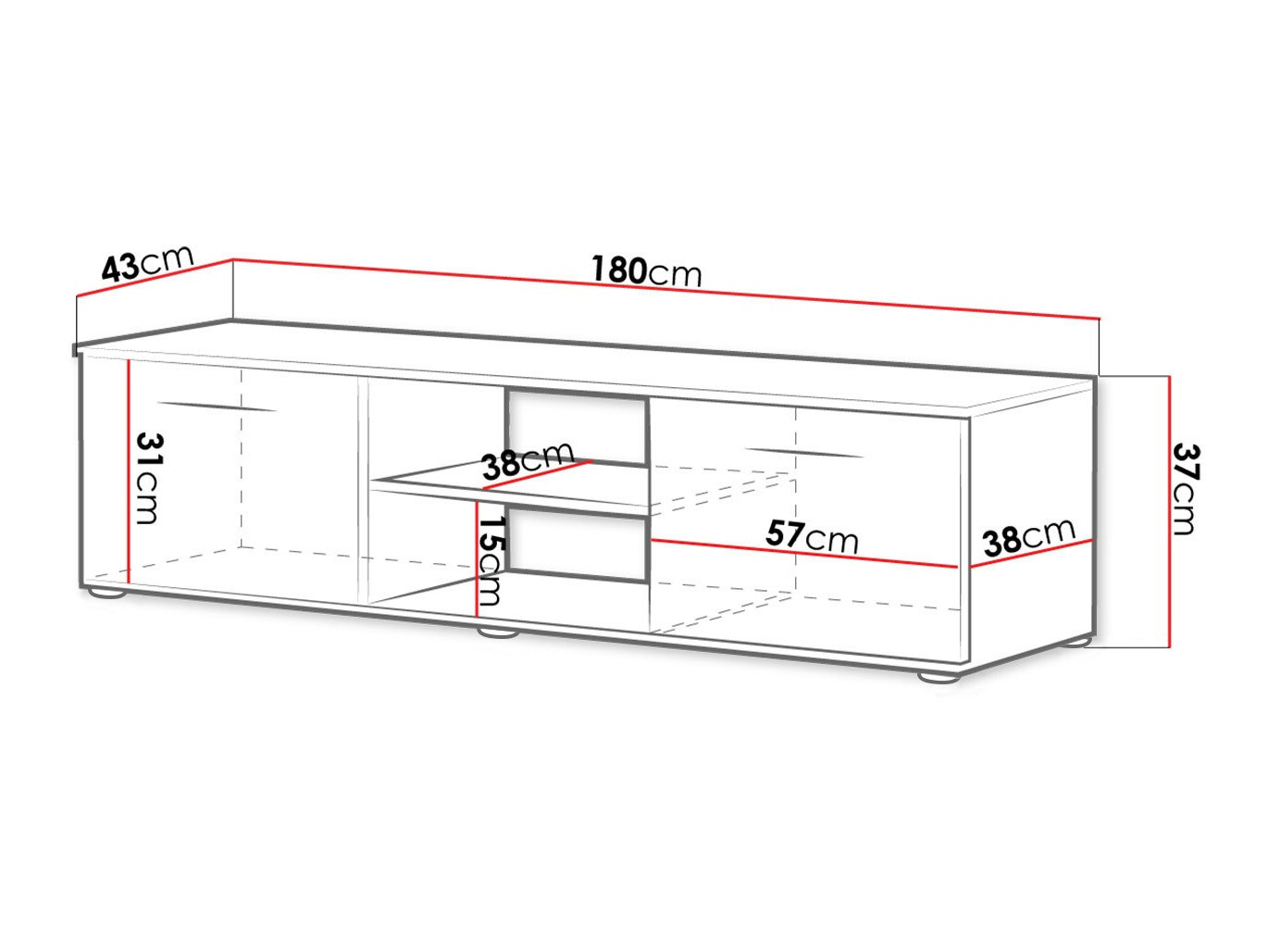 TV staliukas Tornola 101 (Juoda + Blizgi juoda)