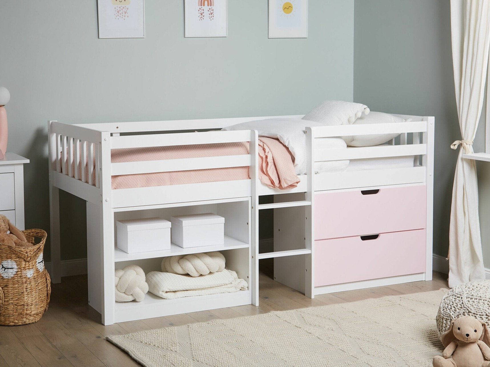 Aukšta lova Berwyn 2199 (Balta + Rožinė)